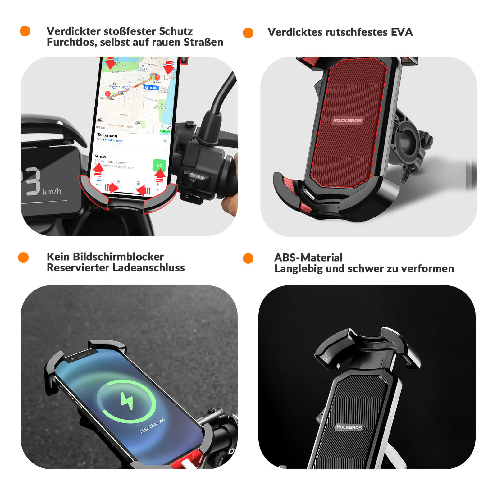 ROCKBROS Handyhalterung Fahrrad Handyhalter Motorrad 360° Drehbar für 4,7 - 7,0 Zoll - Fahrrad Handyhalterung ROCKBROS - EU - NooMii