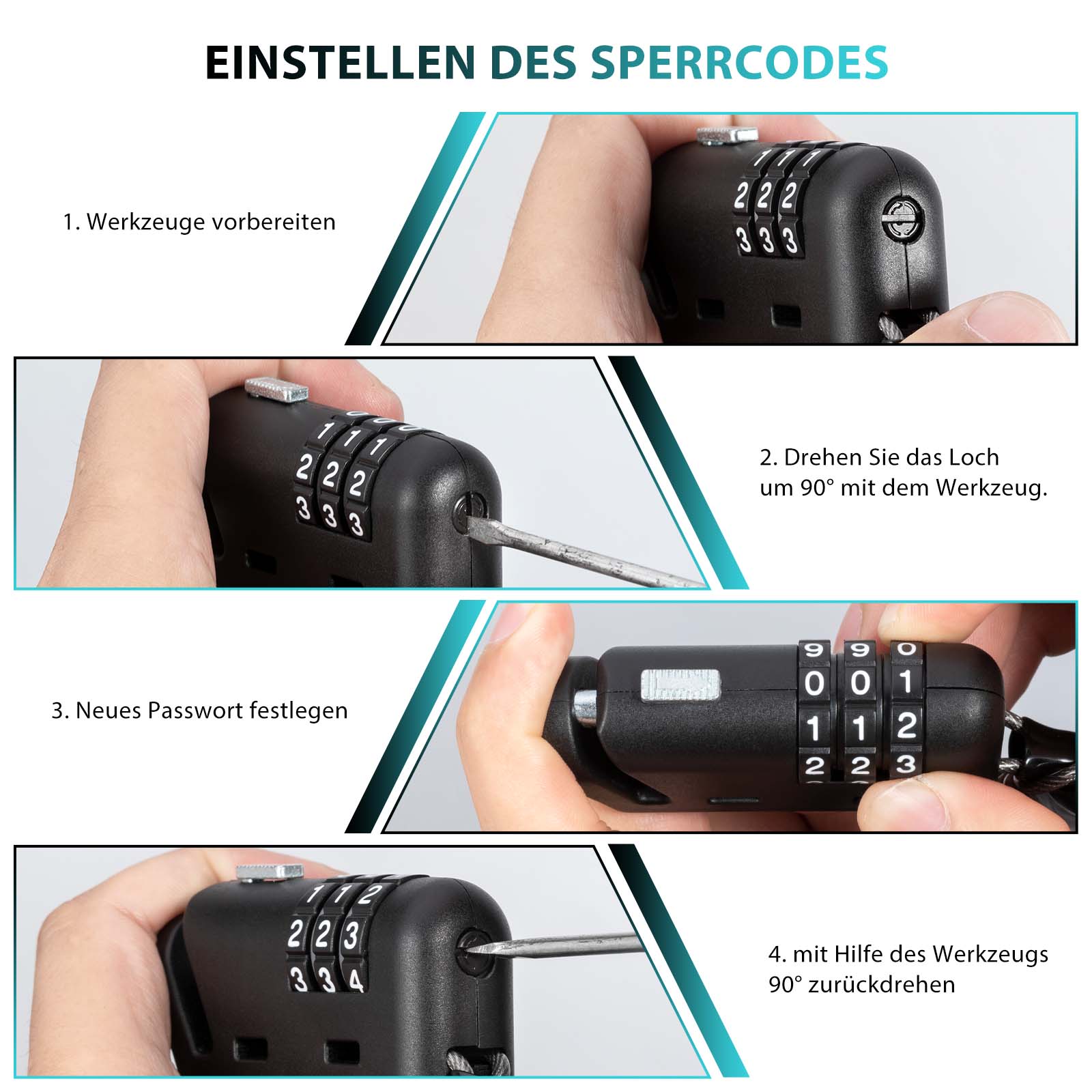 ROCKBROS Helm schloss 150 cm Zahlenschloss 3 - stellig Zahlencode - Fahrradschloss ROCKBROS - EU - NooMii