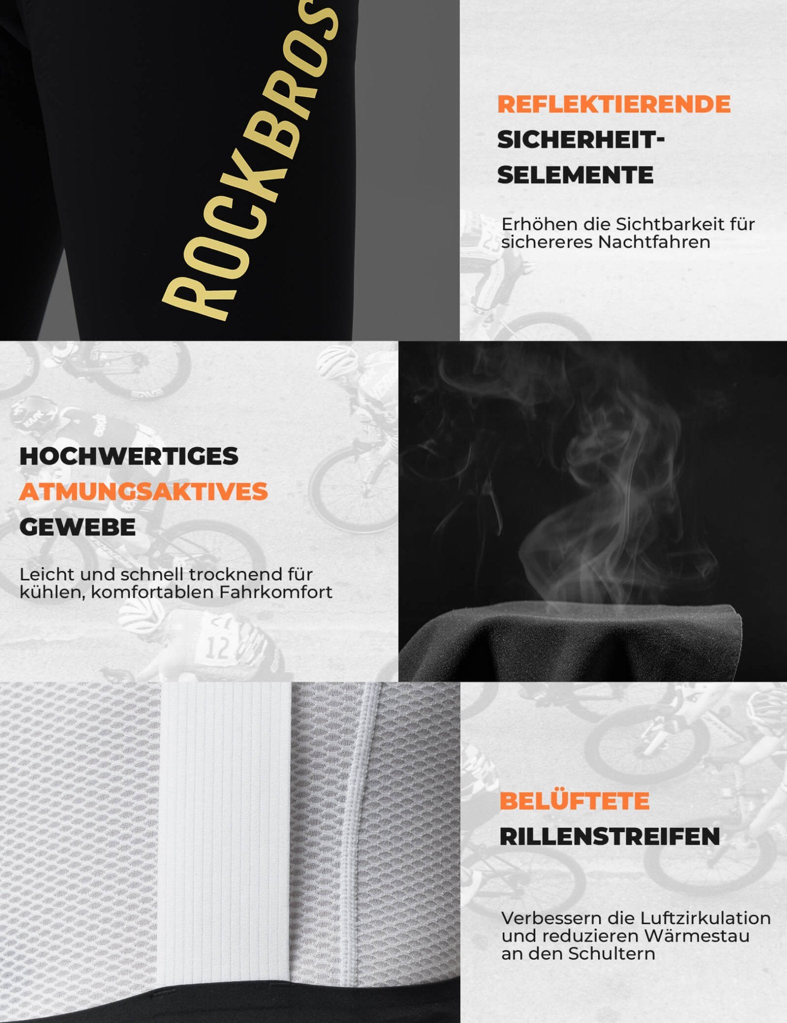 ROCKBROS Herren Fahrrad Trägerhose Lang Gepolstert - Fahrradhose ROCKBROS - EU - NooMii