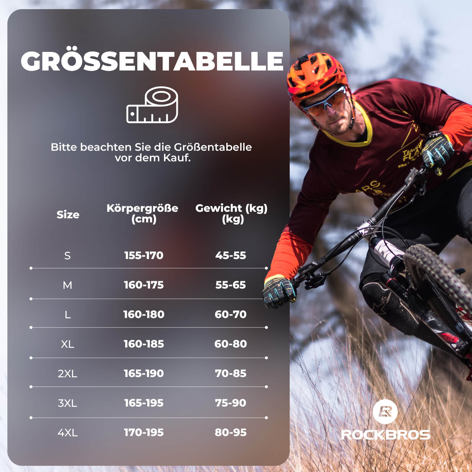 ROCKBROS Herren Fahrradhose Lang Gepolstert Elastisch Atmungsaktiv - Fahrradhose ROCKBROS - EU - NooMii