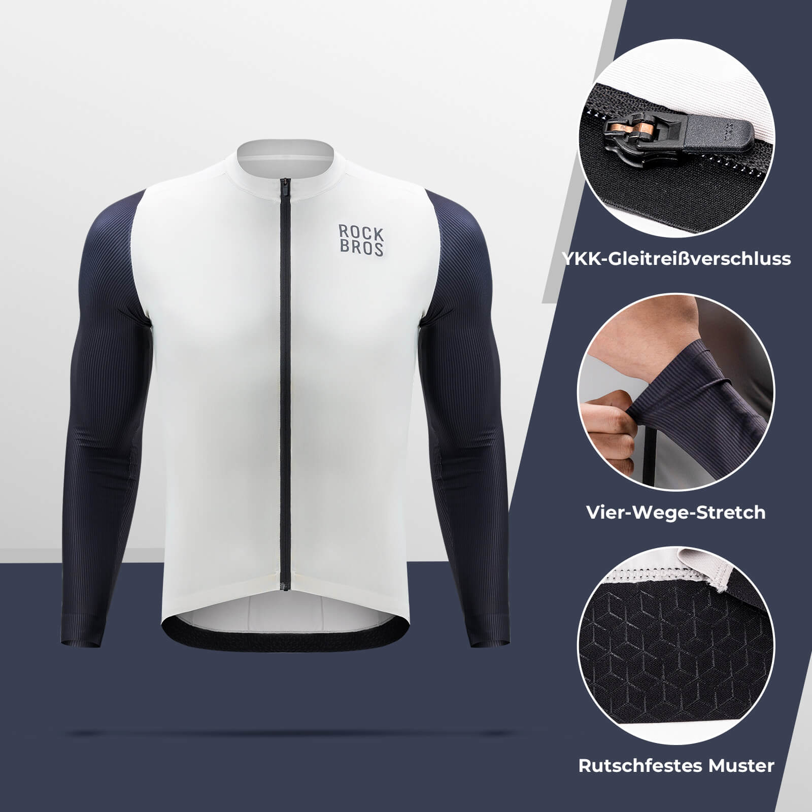 ROCKBROS Herren Langarm - Radtrikot Atmungsaktive Fahrrad Jersey Schnell Trocknend - Fahrradtrikot ROCKBROS - EU - NooMii