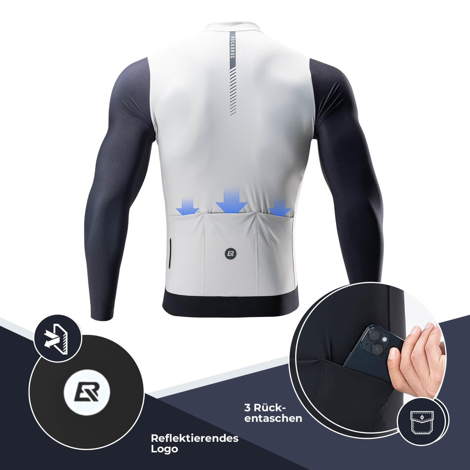 ROCKBROS Herren Langarm - Radtrikot Atmungsaktive Fahrrad Jersey Schnell Trocknend - Fahrradtrikot ROCKBROS - EU - NooMii