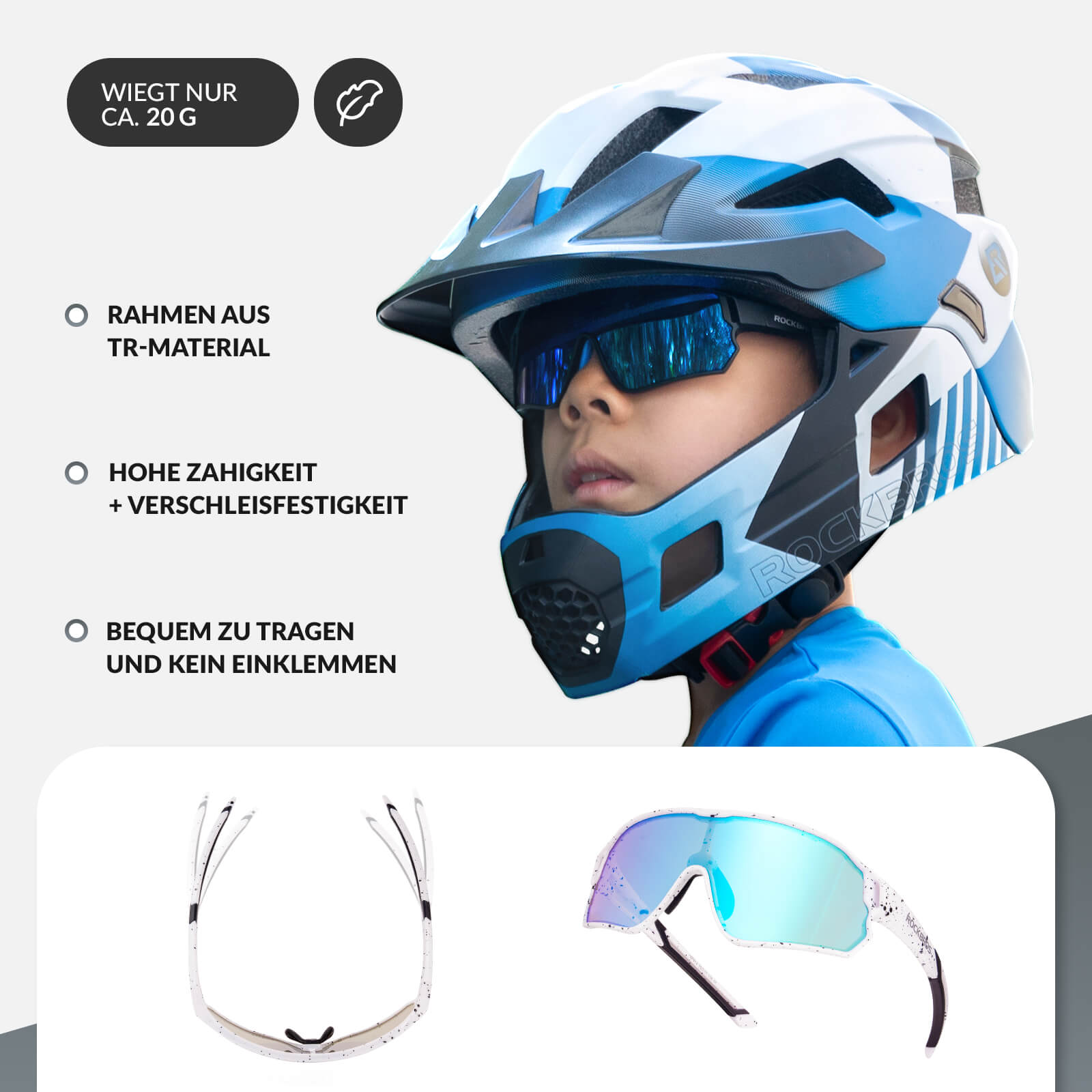 ROCKBROS Kinder Fahrradbrille UV400 - Schutz Polarisierte Sonnenbrille - Fahrradbrille ROCKBROS - EU - NooMii