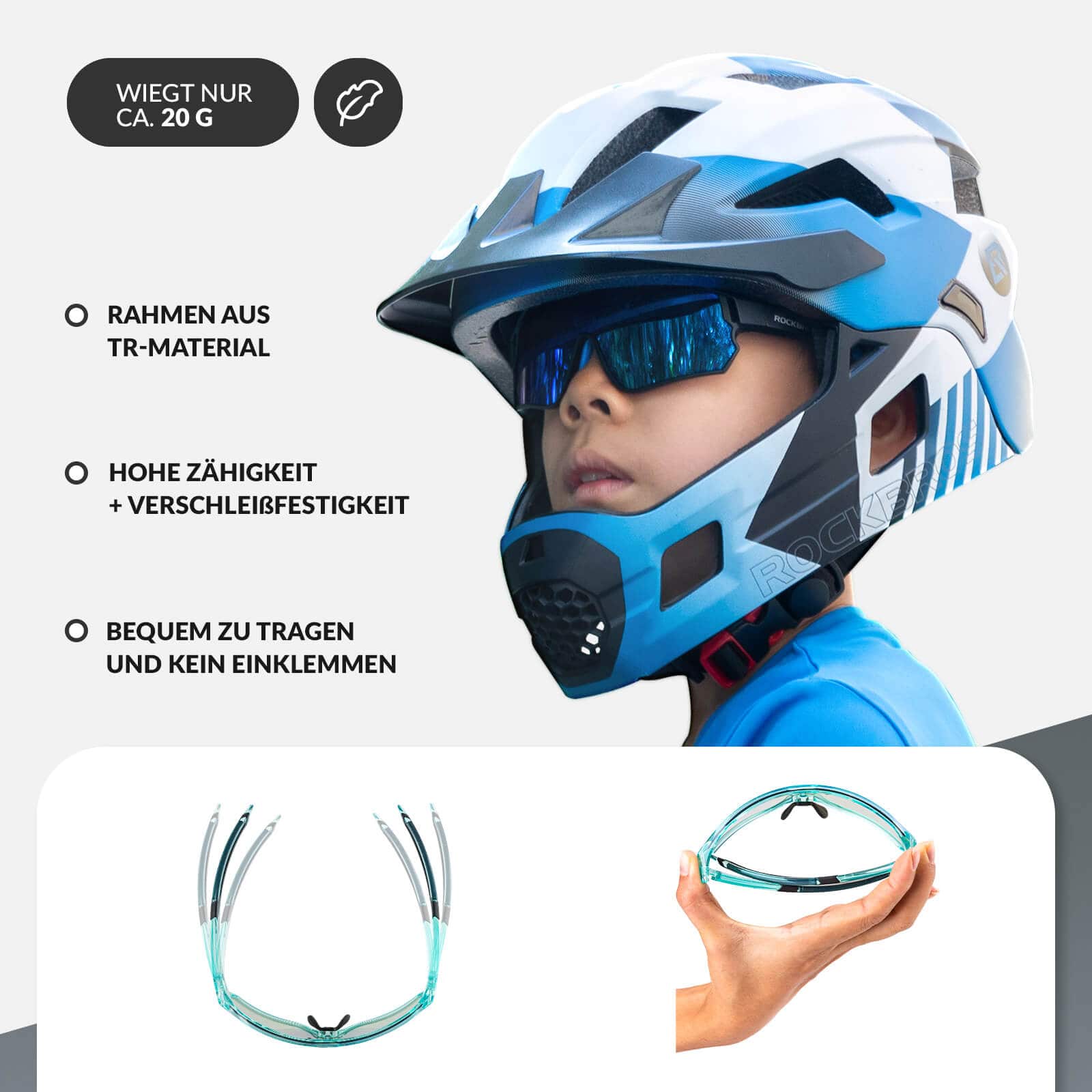 ROCKBROS Kinder Fahrradbrille UV400 - Schutz Selbsttönend Sonnenbrille - Fahrradbrille ROCKBROS - EU - NooMii