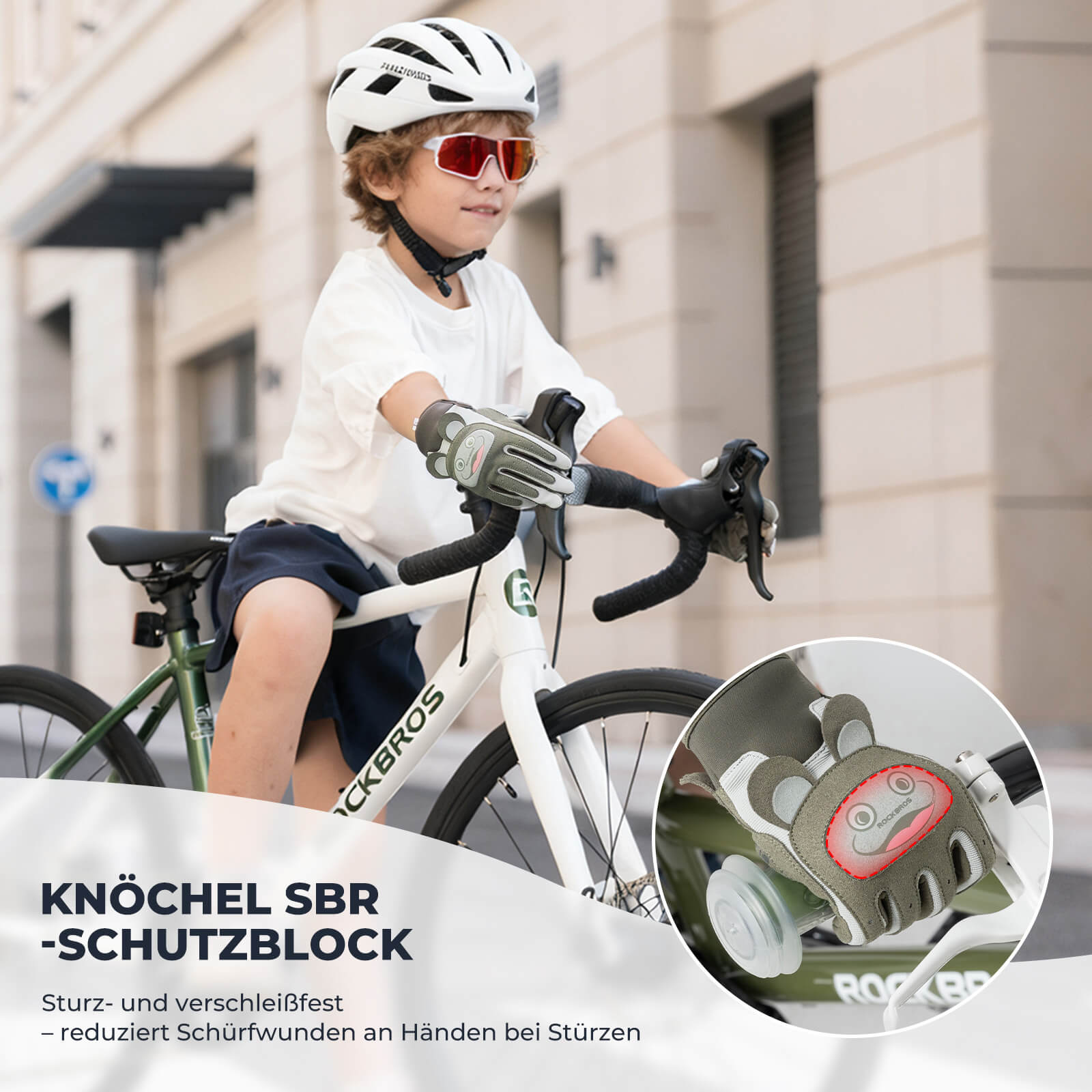 ROCKBROS Kinder Fahrradhandschuhe Atmungsaktiv & Rutschfest Mit SBR - Schutz - Fahrradhandschuhe ROCKBROS - EU - NooMii