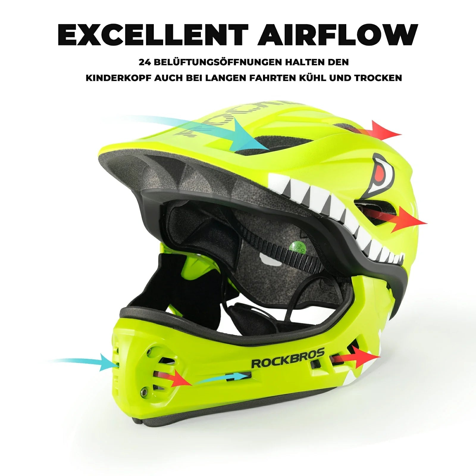 ROCKBROS Kinderhelm Cartoon Integralhelm mit abnehmbarem Kinnschutz - Helme für Kinder ROCKBROS - EU - NooMii