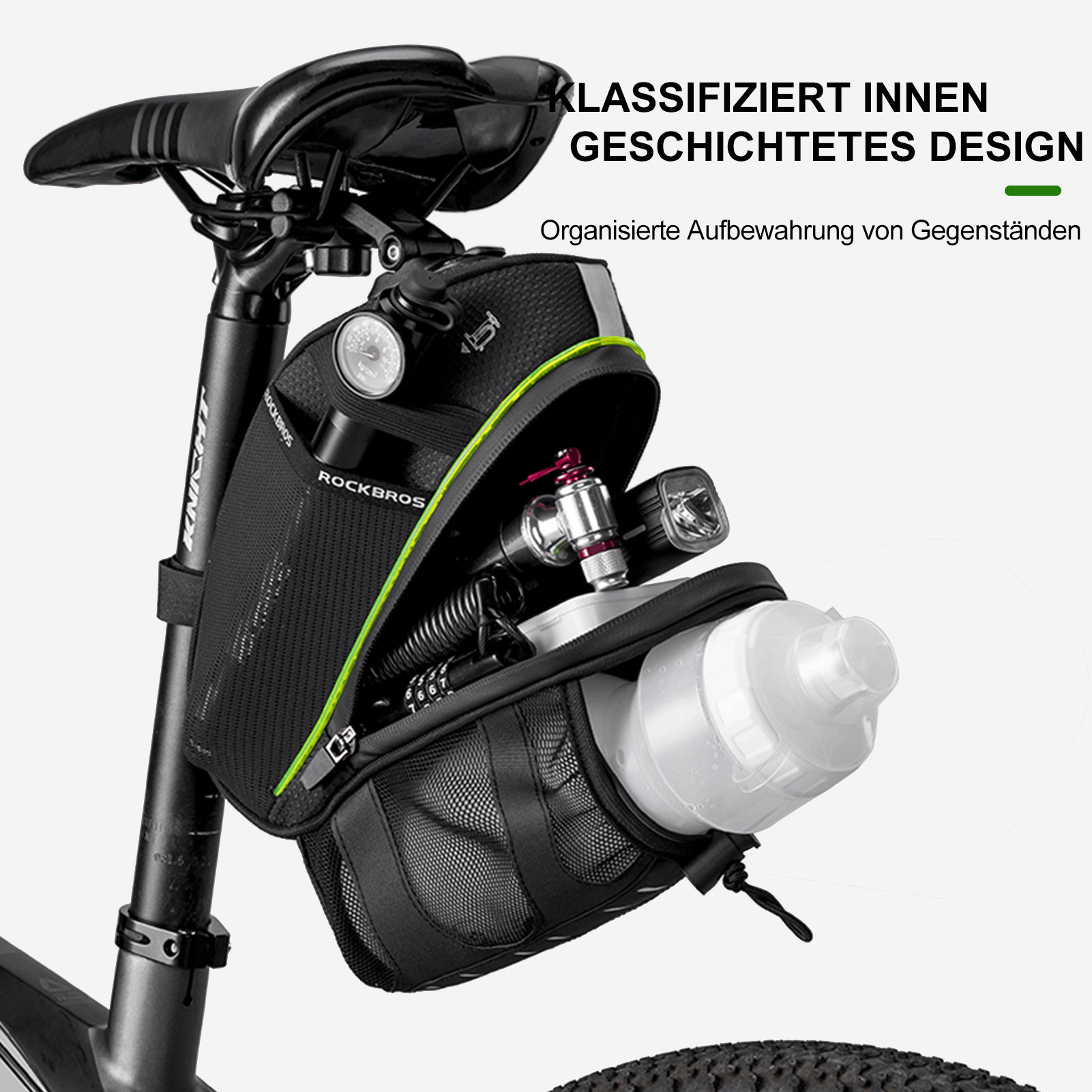 ROCKBROS Kratzfest Fahrrad Satteltasche mit Flaschenhalter 1,5L - Fahrradtaschen ROCKBROS - EU - NooMii