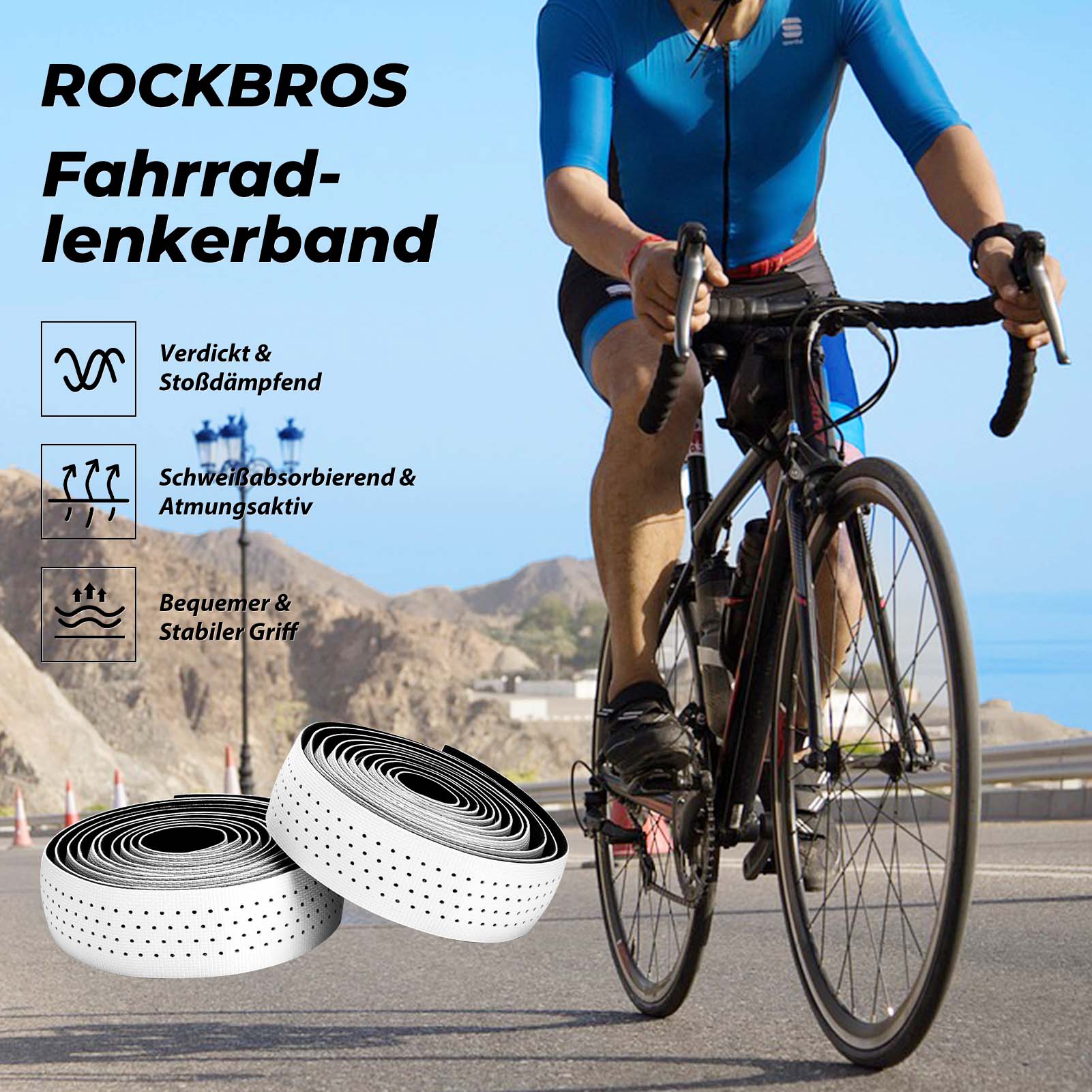 ROCKBROS Lenkerband Rennrad Rutschfest Stoßdämpfer Griffband 2 Rollen - Lenkerband ROCKBROS - EU - NooMii
