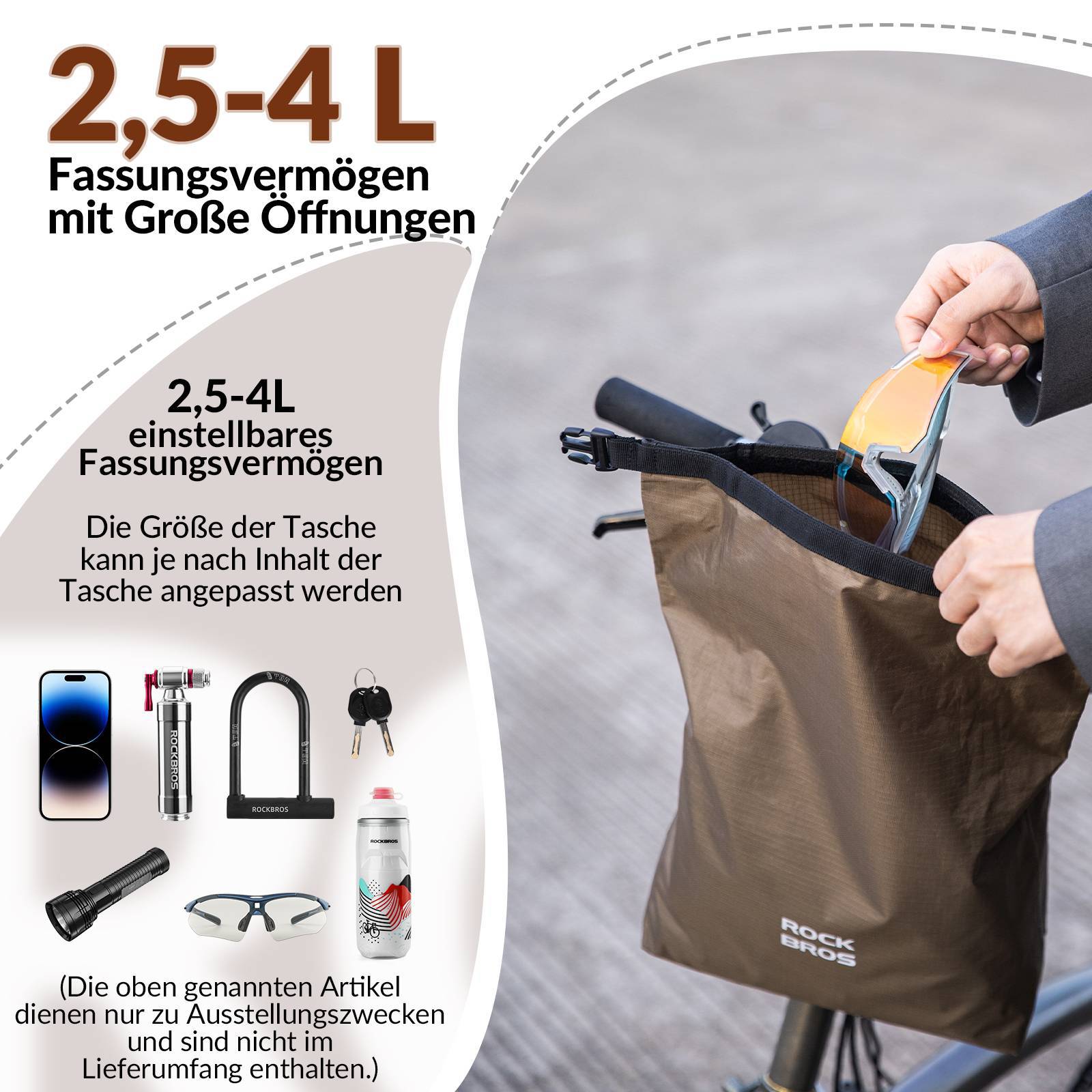 ROCKBROS Lenkertasche Wasserdichte Fahrradkorb Fronttasche Einstellbar 2,5L - 4L - Fahrradtaschen ROCKBROS - EU - NooMii