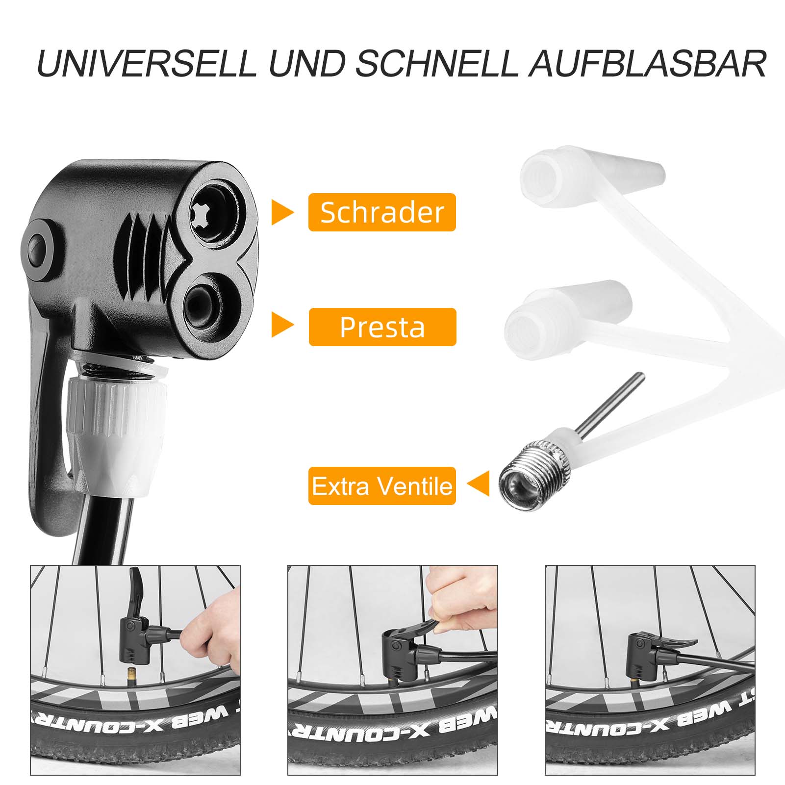 ROCKBROS Luftpumpe Fußpumpe mit Doppelzylinder Manometer - Fahrrad Luftpumpen ROCKBROS - EU - NooMii
