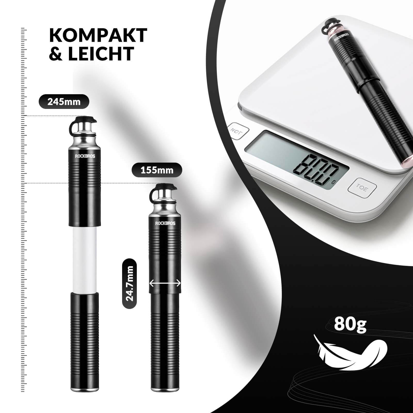 ROCKBROS Luftpumpe Handpumpe Schrader & Presta Ventile aus Aluminium - Fahrrad Luftpumpen ROCKBROS - EU - NooMii