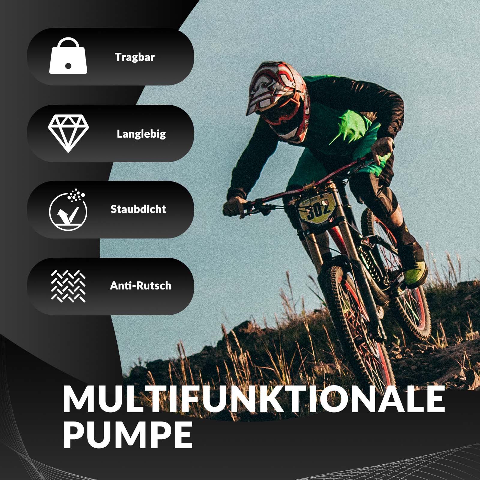 ROCKBROS Luftpumpe Handpumpe Schrader & Presta Ventile aus Aluminium - Fahrrad Luftpumpen ROCKBROS - EU - NooMii