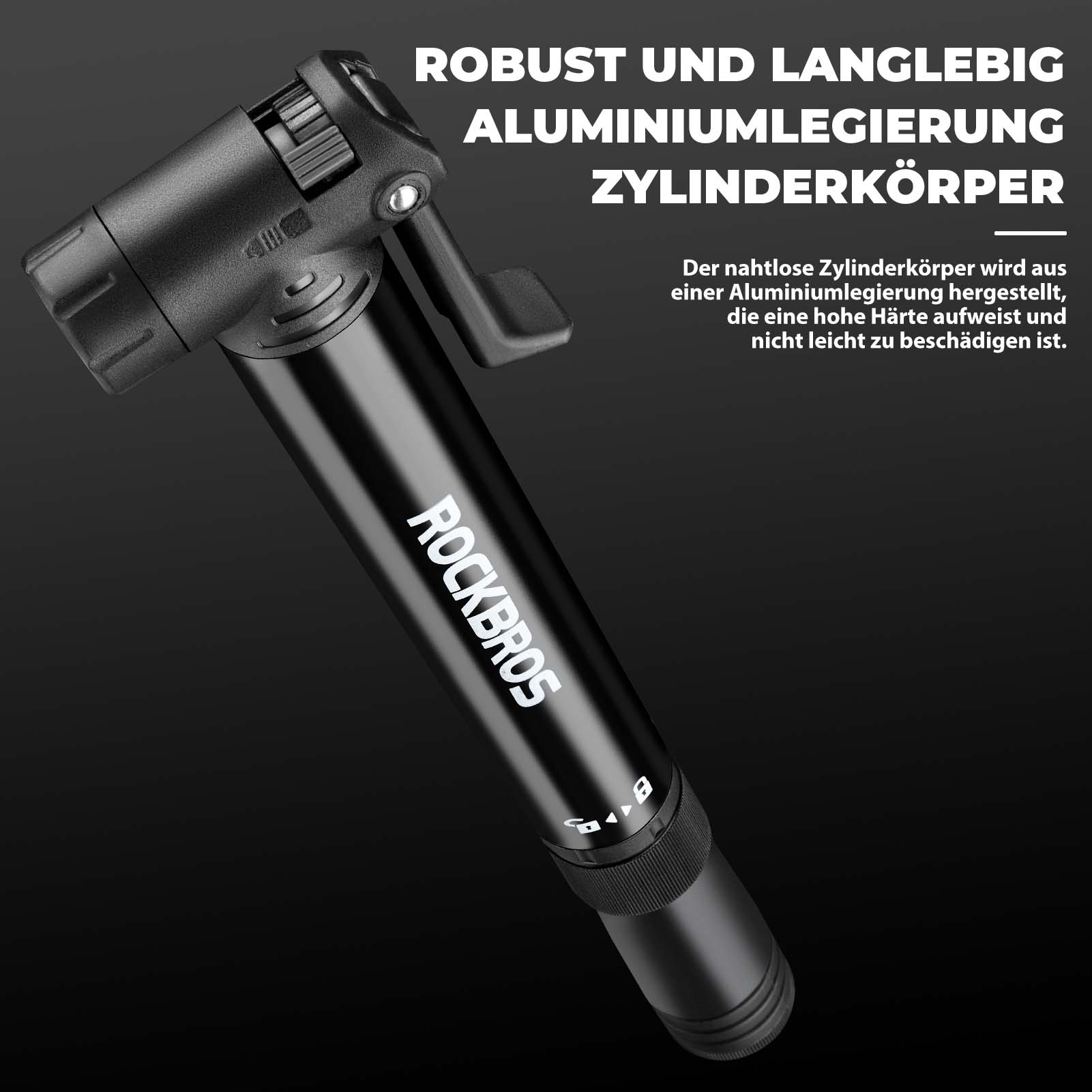 ROCKBROS Mini Fahrrad Luftpumpe mit Ratschenschlüssel 80 PSI Aluminium - Fahrrad Luftpumpen ROCKBROS - EU - NooMii