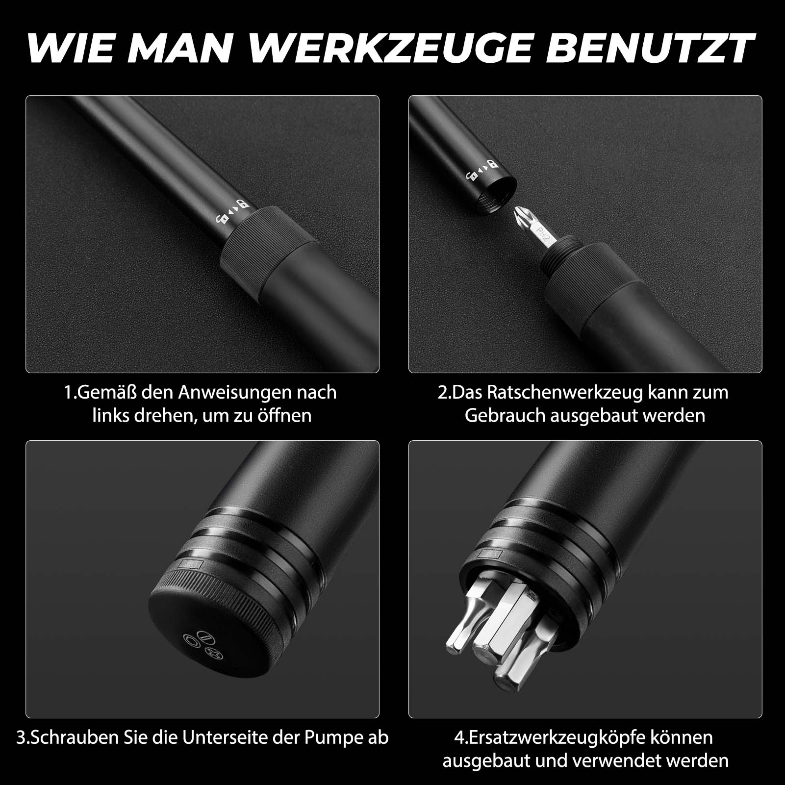 ROCKBROS Mini Fahrrad Luftpumpe mit Ratschenschlüssel 80 PSI Aluminium - Fahrrad Luftpumpen ROCKBROS - EU - NooMii