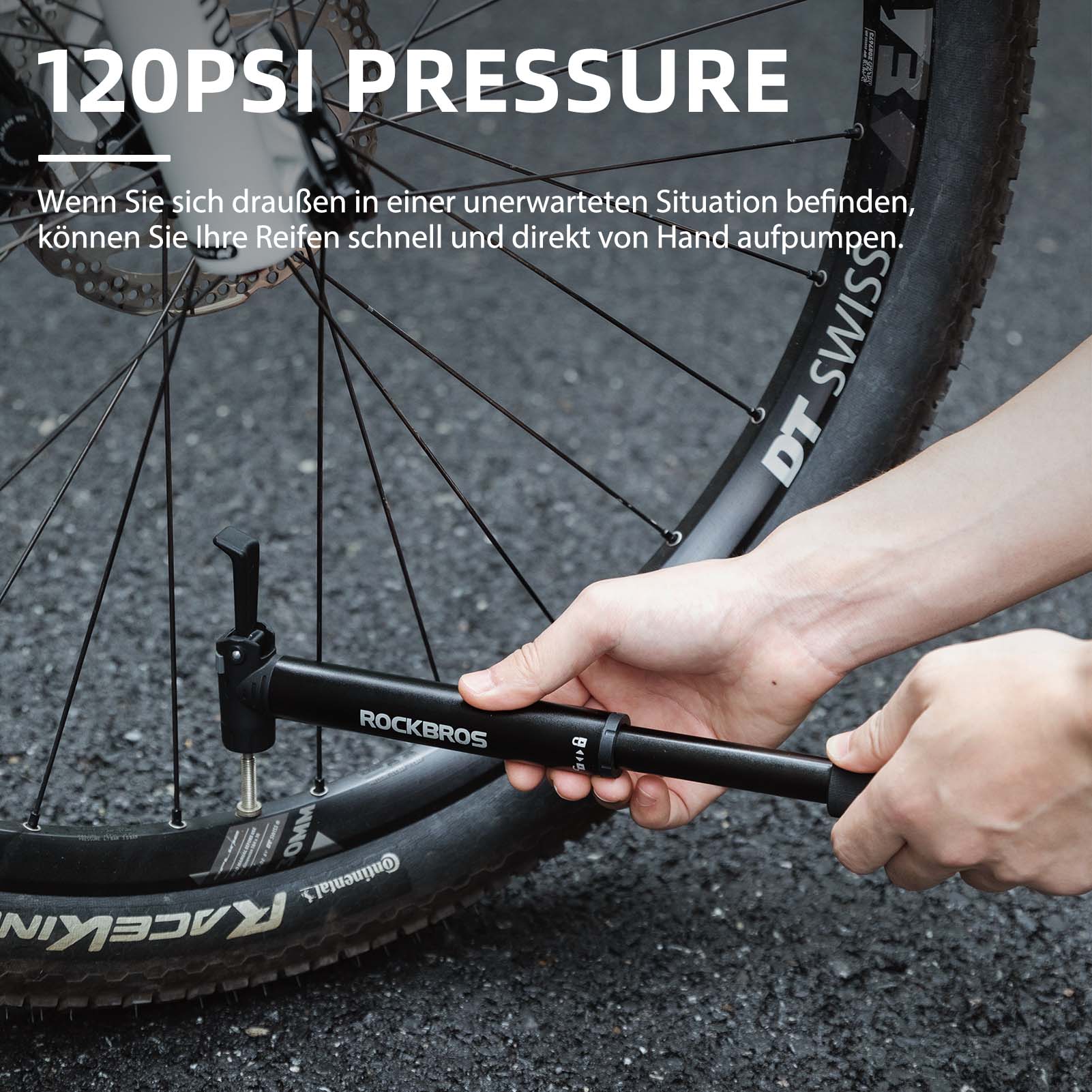 ROCKBROS Mini Fahrrad Luftpumpe mit Ratschenschlüssel 80 PSI Aluminium - Fahrrad Luftpumpen ROCKBROS - EU - NooMii