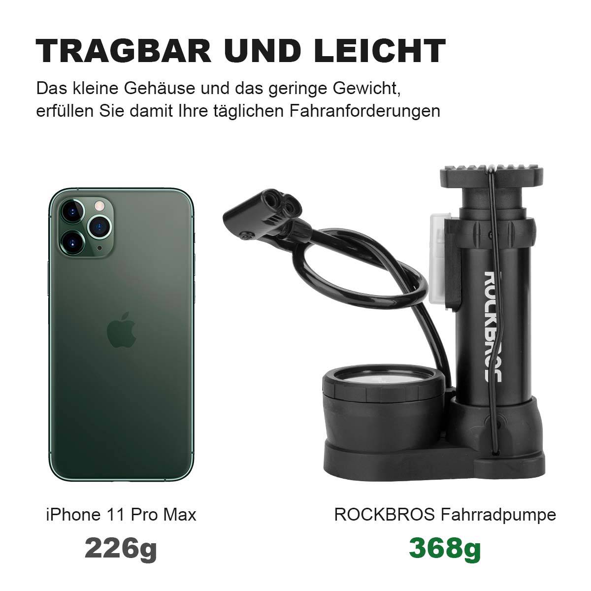 ROCKBROS Mini Fußpumpen Luftpumpe mit Manometer - Fahrrad Luftpumpen ROCKBROS - EU - NooMii