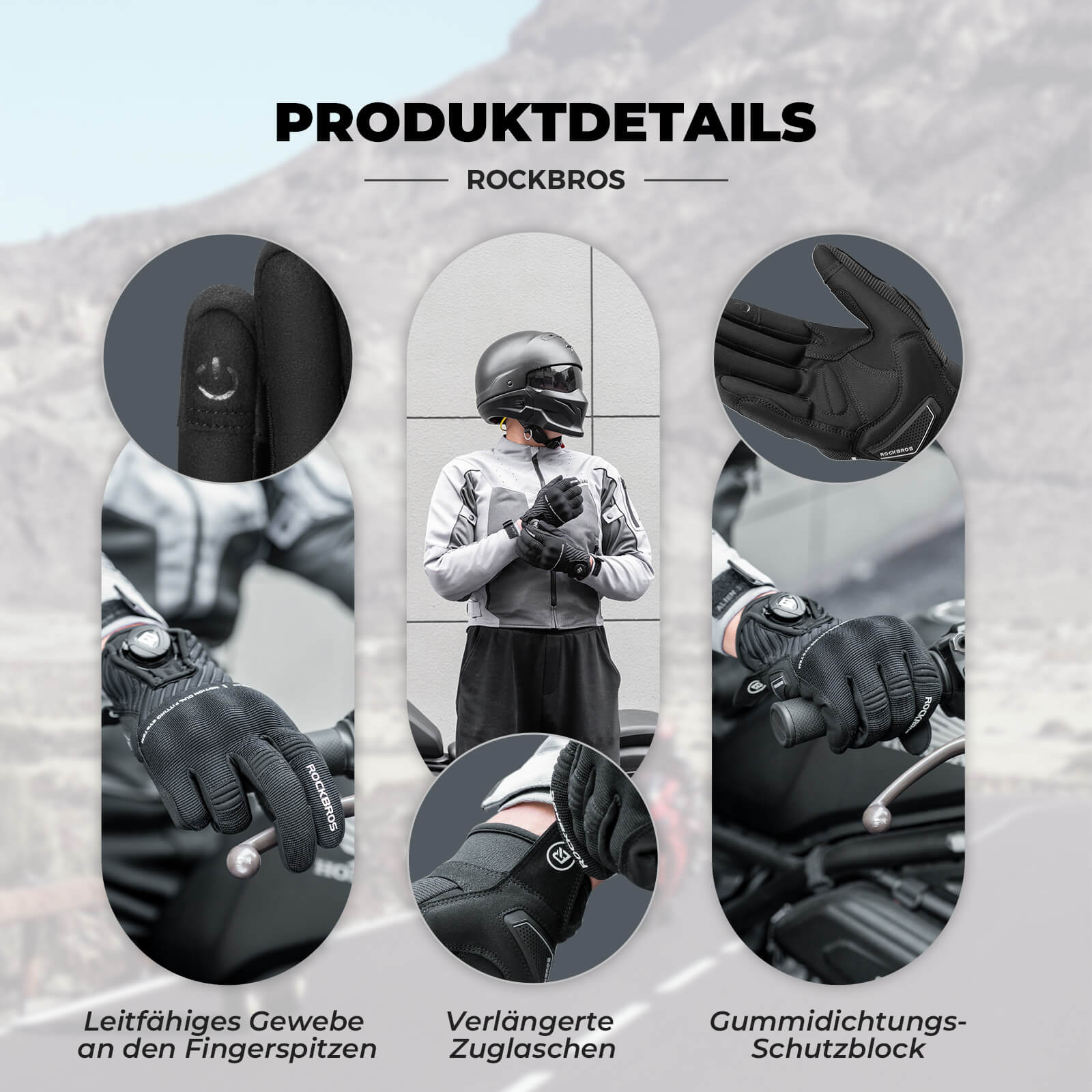 ROCKBROS Motorradhandschuhe Atmungsaktiv Handschuhe Touchscreen - Fahrradhandschuhe ROCKBROS - EU - NooMii