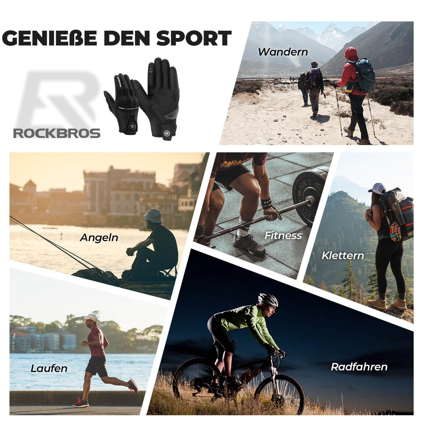 ROCKBROS Motorradhandschuhe Atmungsaktiv Handschuhe Touchscreen - Fahrradhandschuhe ROCKBROS - EU - NooMii