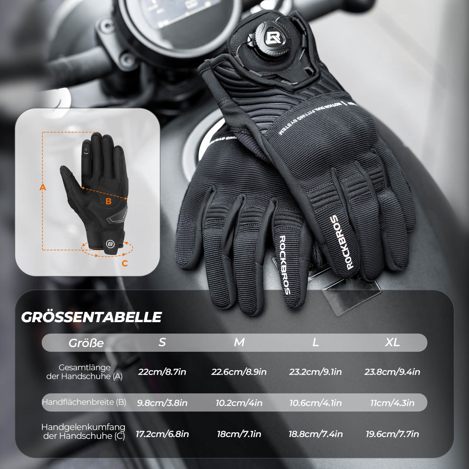 ROCKBROS Motorradhandschuhe Atmungsaktiv Handschuhe Touchscreen - Fahrradhandschuhe ROCKBROS - EU - NooMii