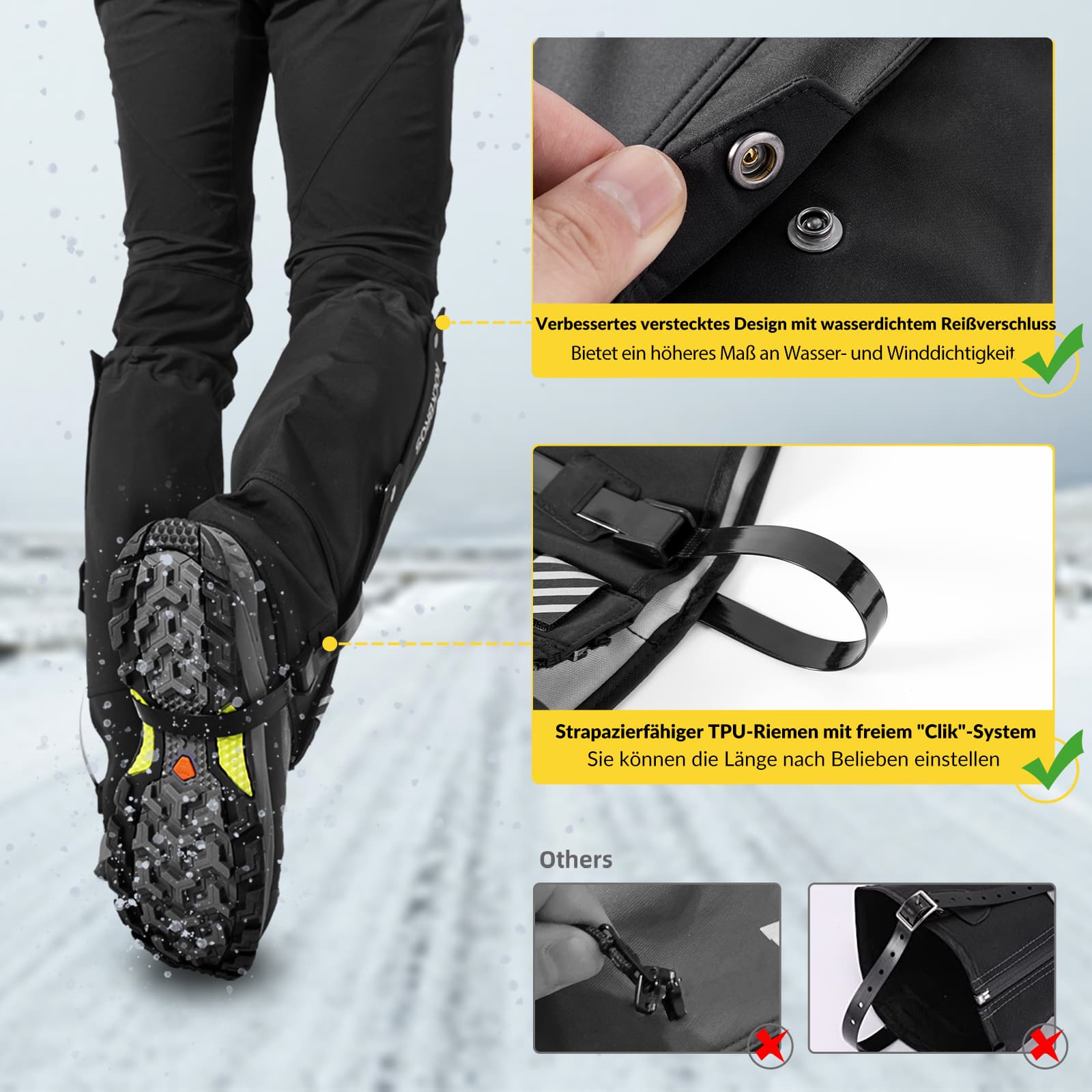 ROCKBROS Outdoor Gamaschen wasserdichte Schnee Gaiter für Herren Damen - Fahrrad Überschuhe ROCKBROS - EU - NooMii