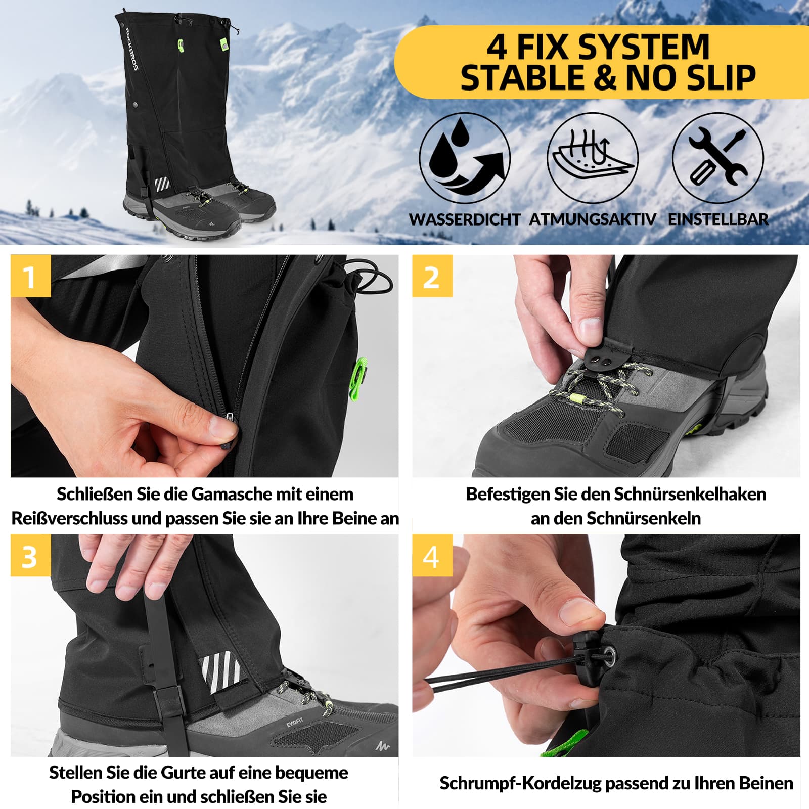 ROCKBROS Outdoor Gamaschen wasserdichte Schnee Gaiter für Herren Damen - Fahrrad Überschuhe ROCKBROS - EU - NooMii