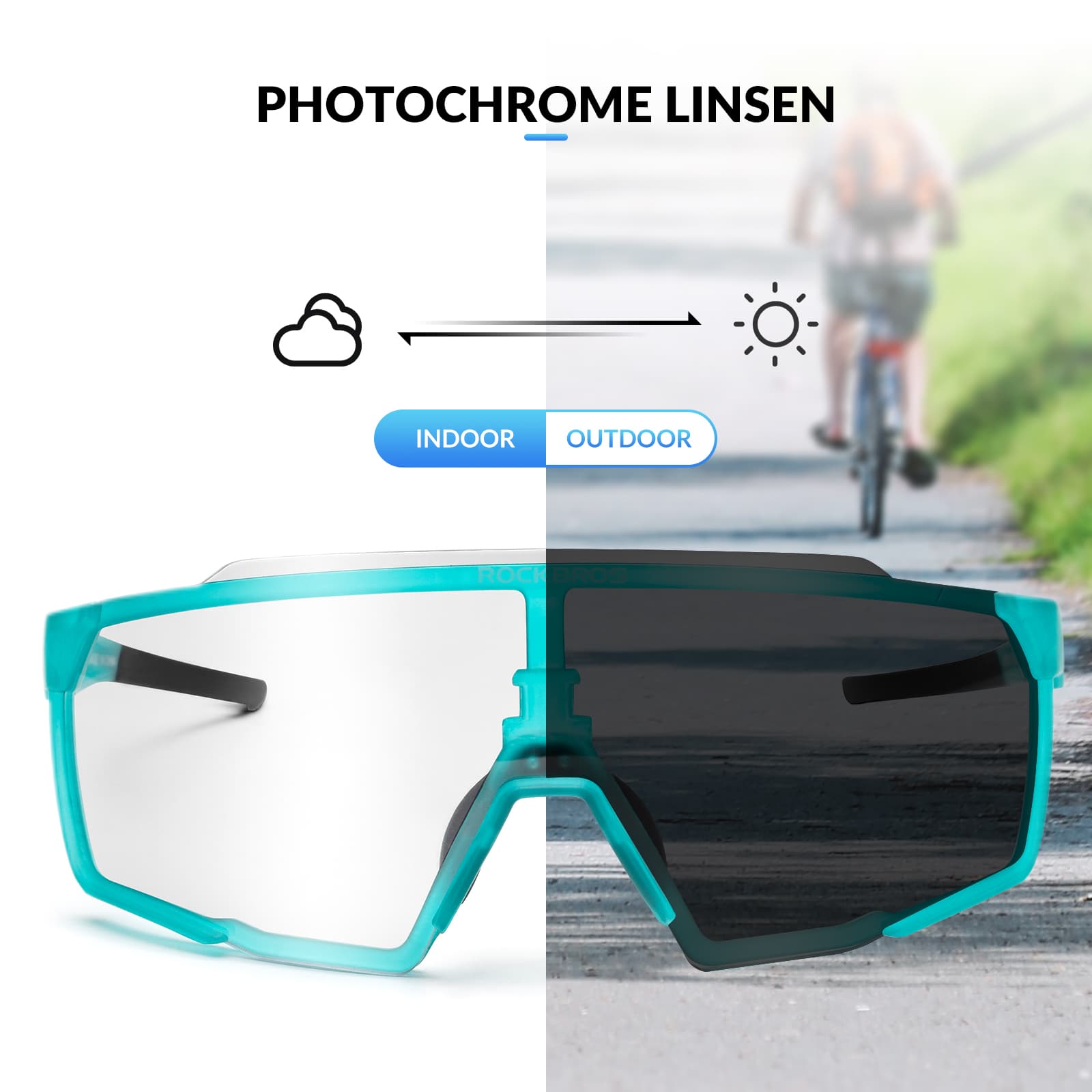 ROCKBROS Photochrome Brille HD Fahrradbrille für Outdoor - Aktivitäten Blau - Fahrradbrille ROCKBROS - EU - NooMii