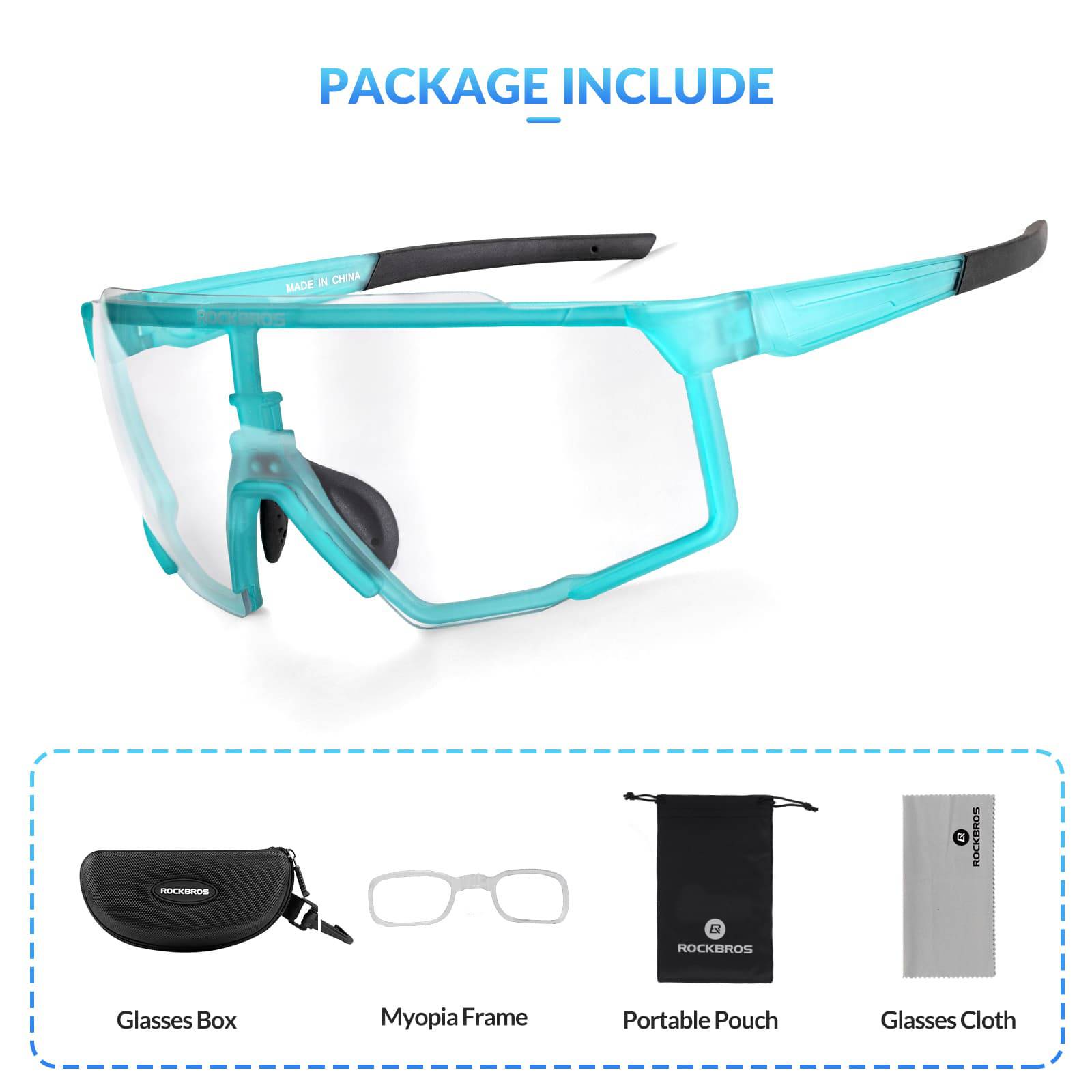 ROCKBROS Photochrome Brille HD Fahrradbrille für Outdoor - Aktivitäten Blau - Fahrradbrille ROCKBROS - EU - NooMii