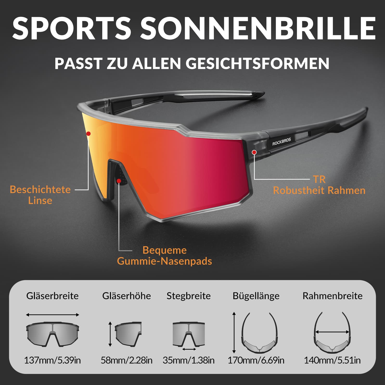 ROCKBROS Polarisiert Fahrradbrille Sport Sonnenbrille für Outdoorsport - Fahrradbrille ROCKBROS - EU - NooMii