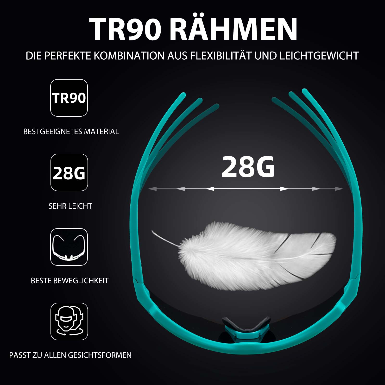 ROCKBROS Polarisierte Fahrradbrille mit 4 Wechselgläser - Fahrradbrille ROCKBROS - EU - NooMii