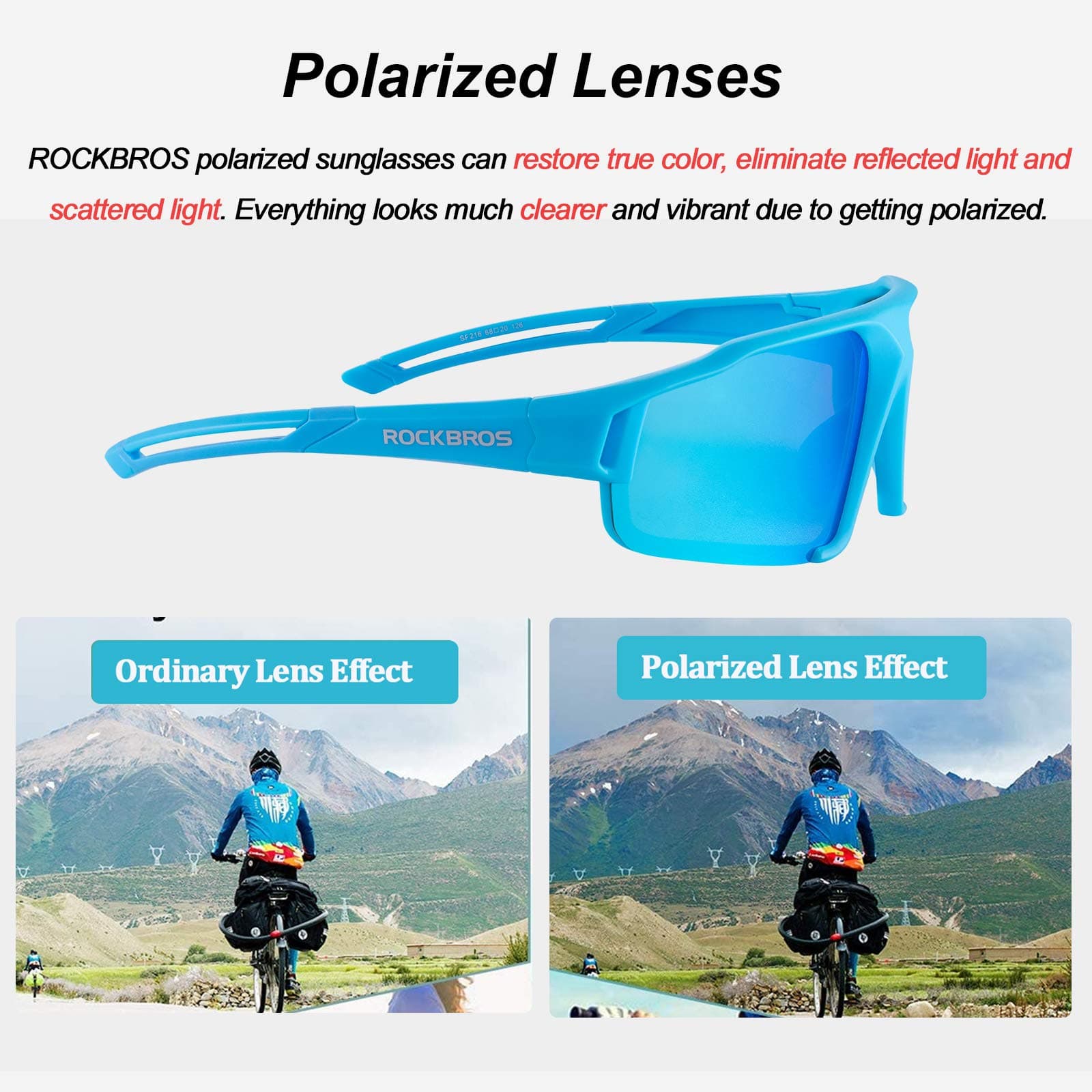 ROCKBROS polarisierte Sonnenbrille mit UV400 Schutz Hellblau Unisex - Fahrradbrille ROCKBROS - EU - NooMii