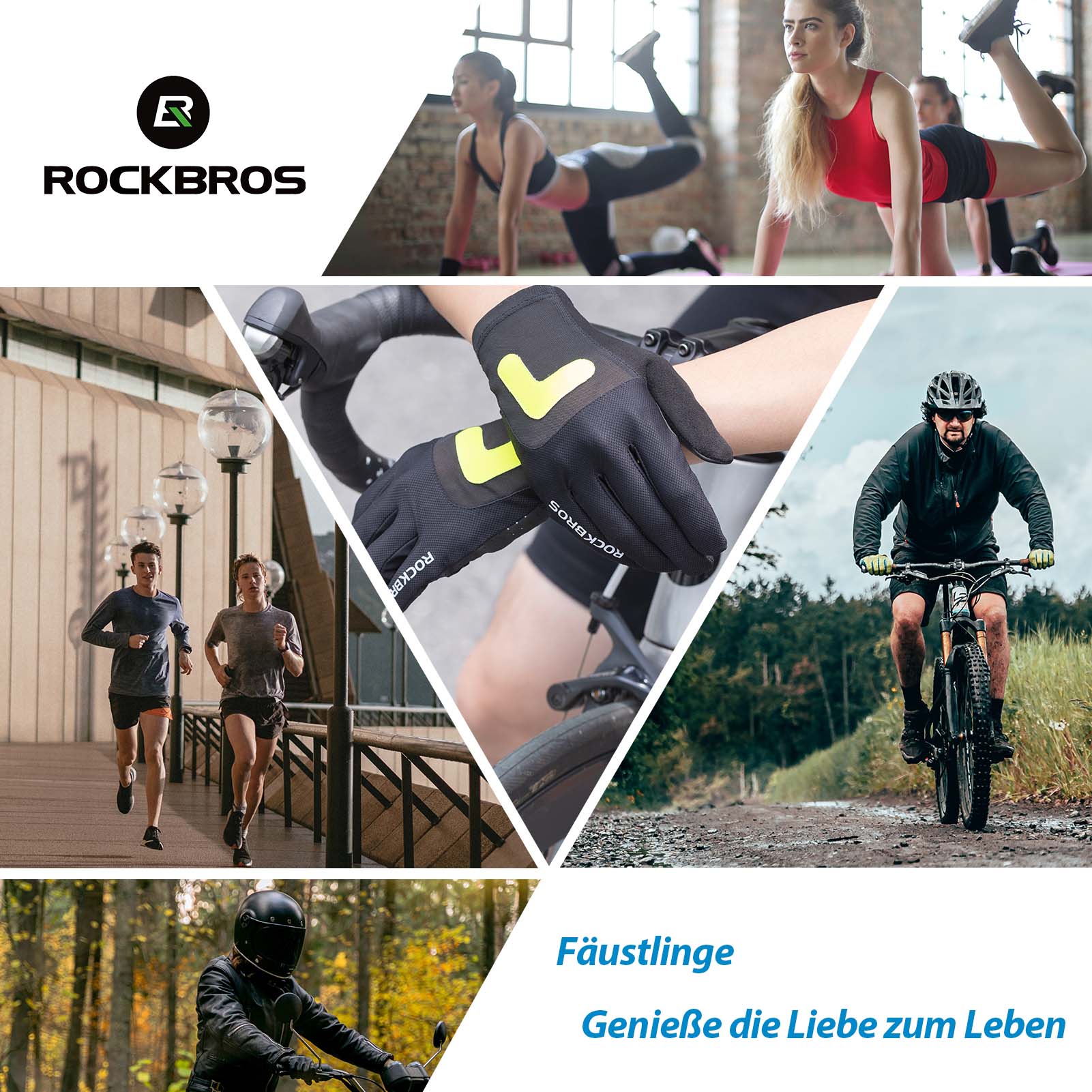 ROCKBROS Radhandschuhe MTB Frühling Herbst Atmungsaktiv Touchscreen Unisex - Fahrradhandschuhe ROCKBROS - EU - NooMii