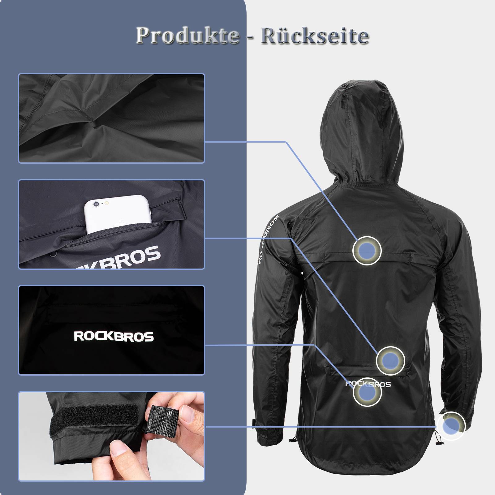 ROCKBROS Radsport Regenjacke Herren Wasserdicht Leicht Fahrradjacke - Fahrradjacke ROCKBROS - EU - NooMii