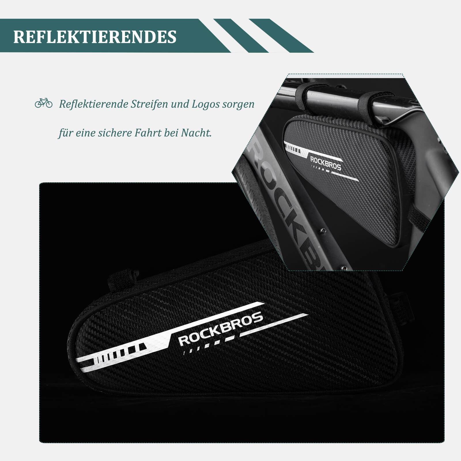 ROCKBROS Rahmentasche wasserdicht Dreieckstasche für MTB & Rennräder 1,2L - Fahrradtaschen ROCKBROS - EU - NooMii