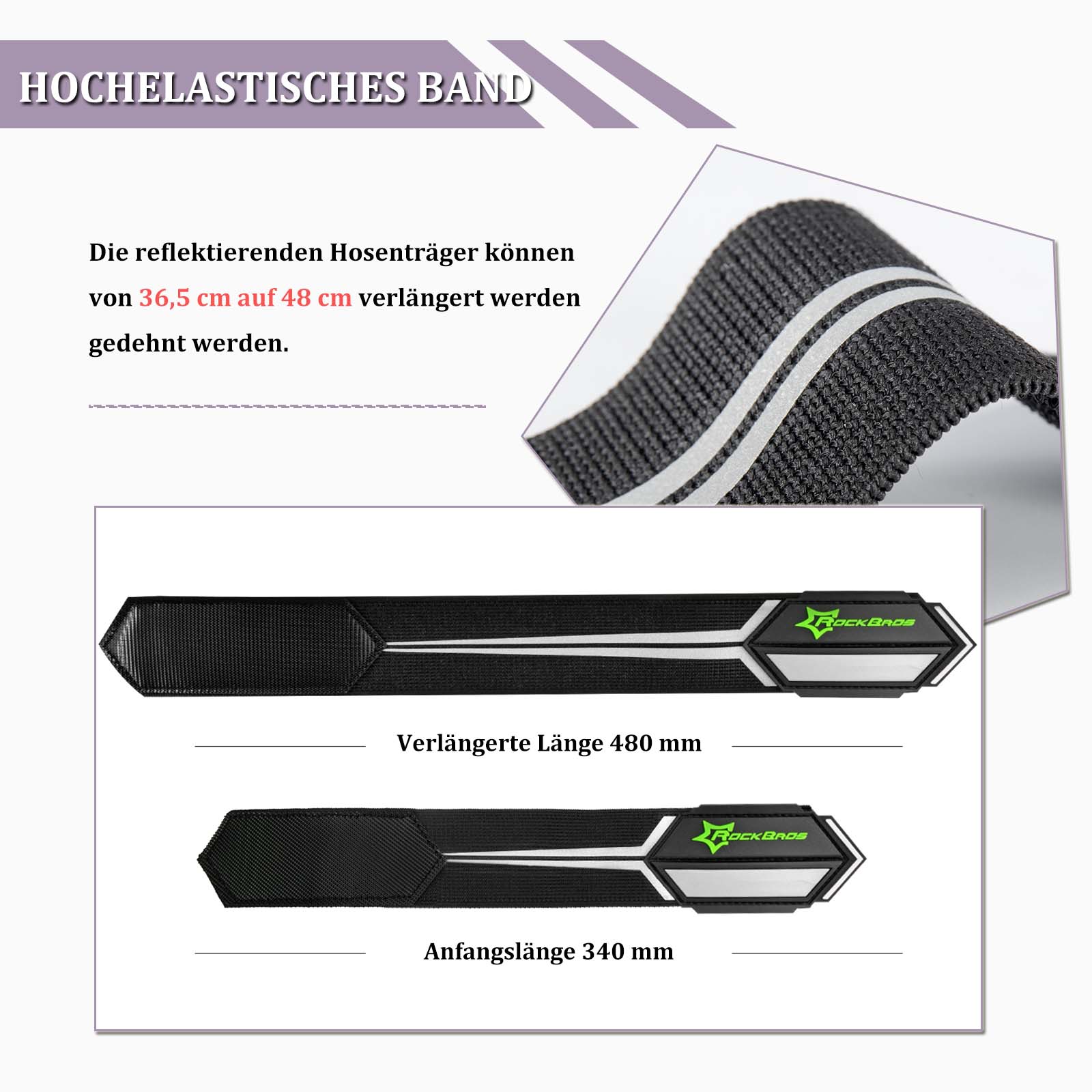 ROCKBROS Reflektorbänder Hosenband mit Klettverschluss 1 Paar Schwarz - Reflektorbänder ROCKBROS - EU - NooMii