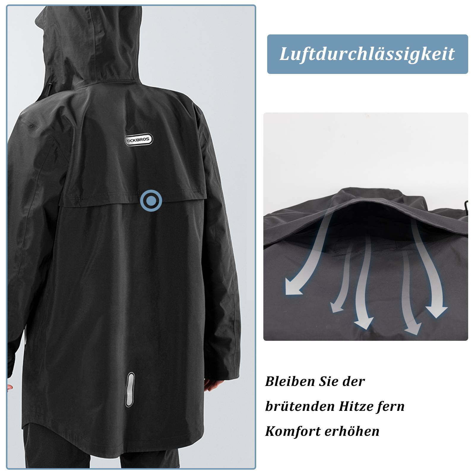 ROCKBROS Regenmantel Wasserdichter Regenponcho Verlängerte Regenjacke - Fahrradjacke ROCKBROS - EU - NooMii