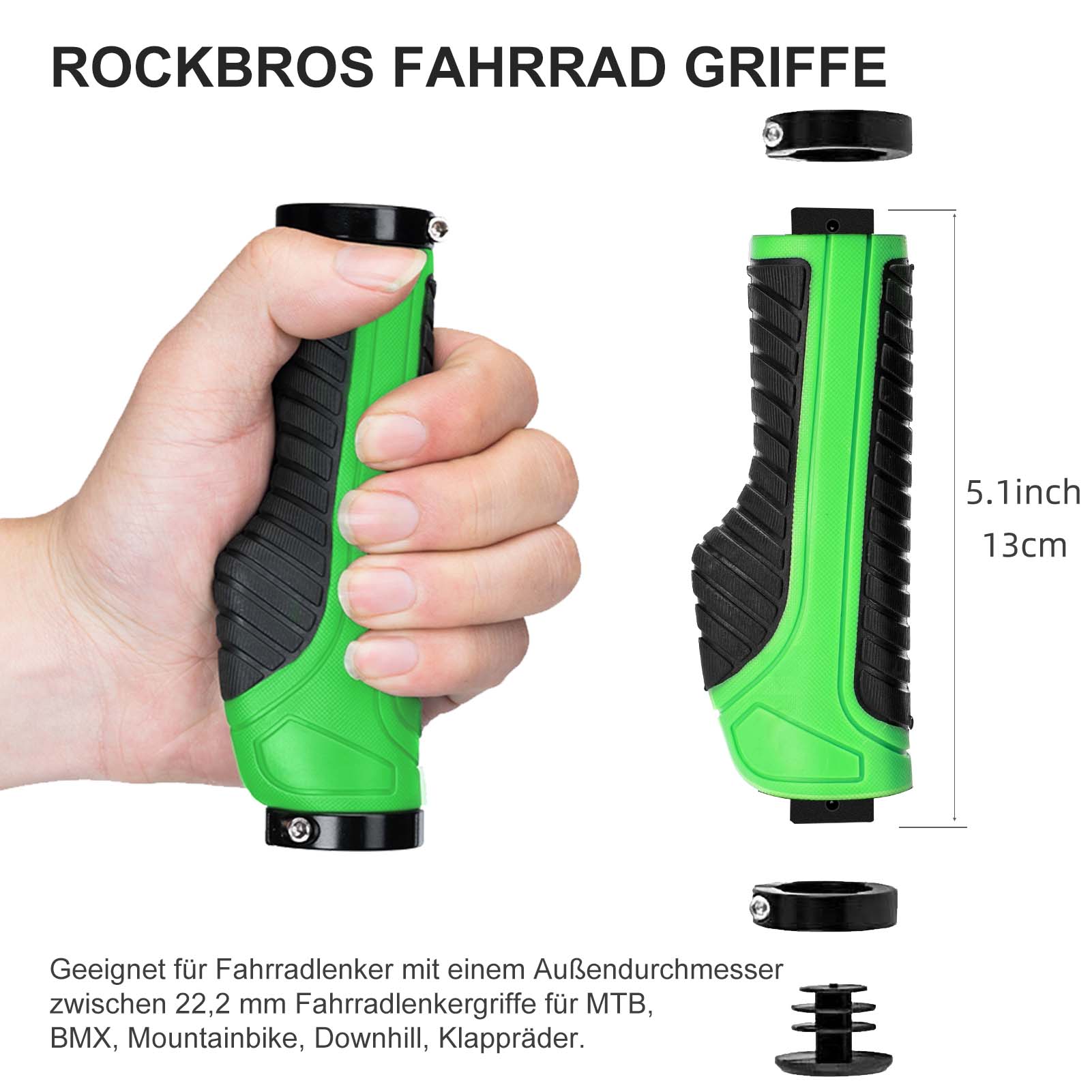 ROCKBROS Rutschfeste Fahrradgriffe aus Gummi mit Lock - on Design für MTB - Fahrradgriffe ROCKBROS - EU - NooMii