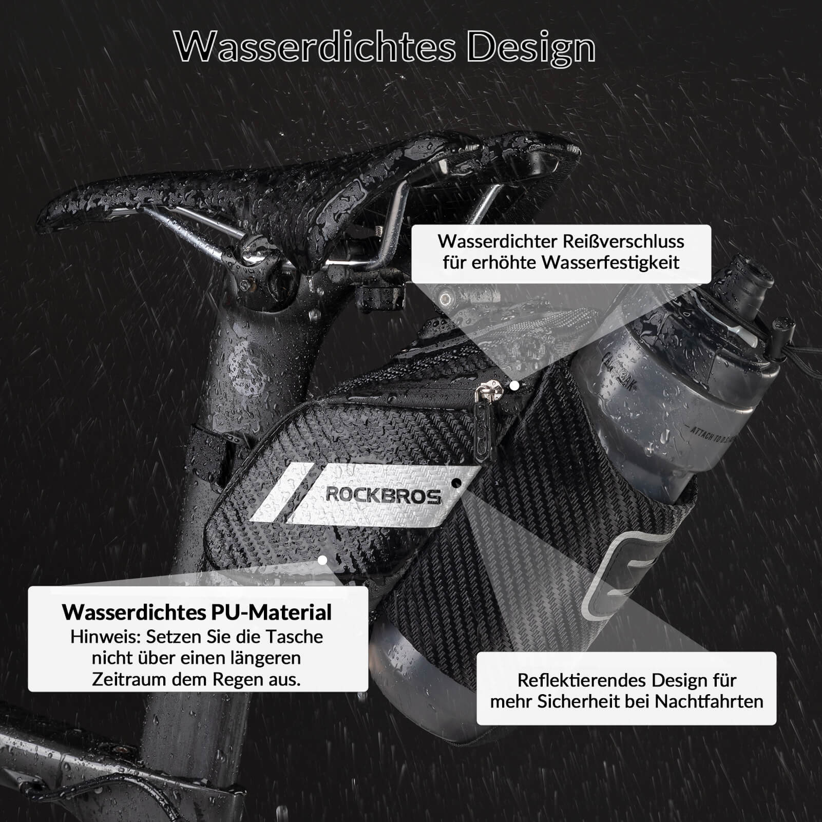 ROCKBROS Satteltasche Fahrradsitz Tasche mit Flaschenhalter Schwarz 1L - Fahrradtaschen ROCKBROS - EU - NooMii