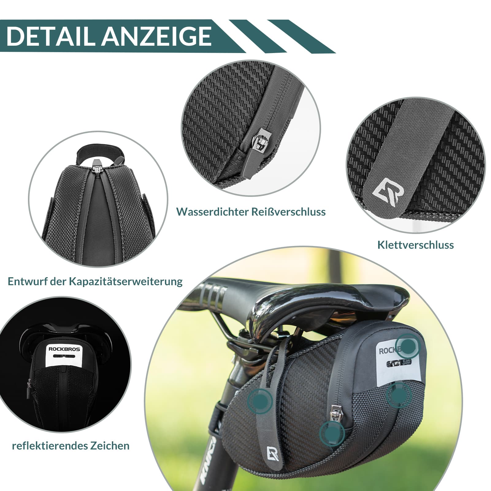 ROCKBROS Satteltasche für MTB Rennrad Werkzeugtasche mit Rücklichthalter - Fahrradtaschen ROCKBROS - EU - NooMii