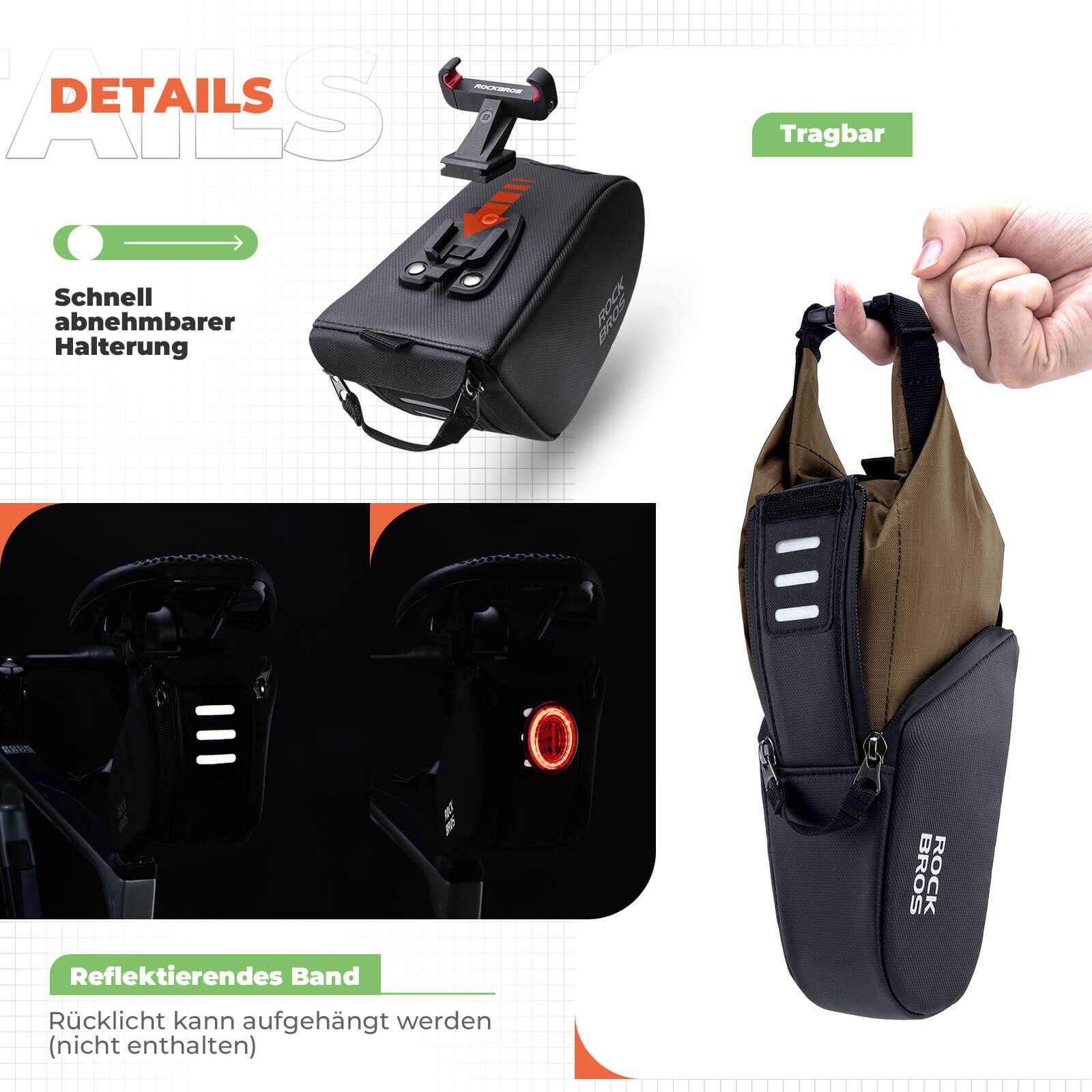 ROCKBROS Satteltasche Wasserdichte Fahrradtasche Erweiterbar mit Innentasche - Fahrradtaschen ROCKBROS - EU - NooMii
