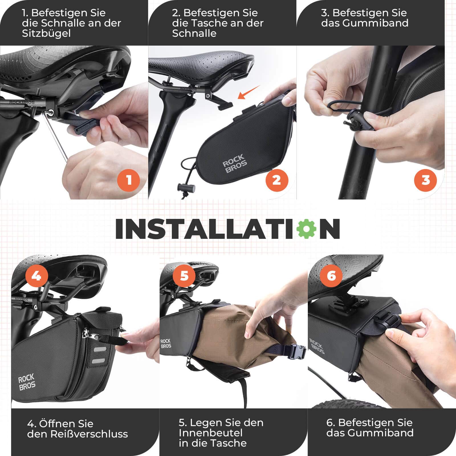 ROCKBROS Satteltasche Wasserdichte Fahrradtasche Erweiterbar mit Innentasche - Fahrradtaschen ROCKBROS - EU - NooMii