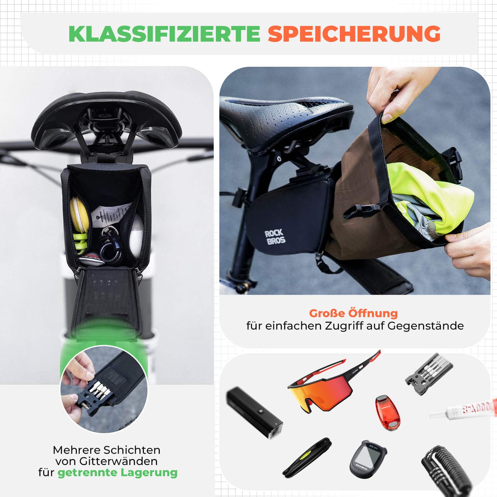 ROCKBROS Satteltasche Wasserdichte Fahrradtasche Erweiterbar mit Innentasche - Fahrradtaschen ROCKBROS - EU - NooMii