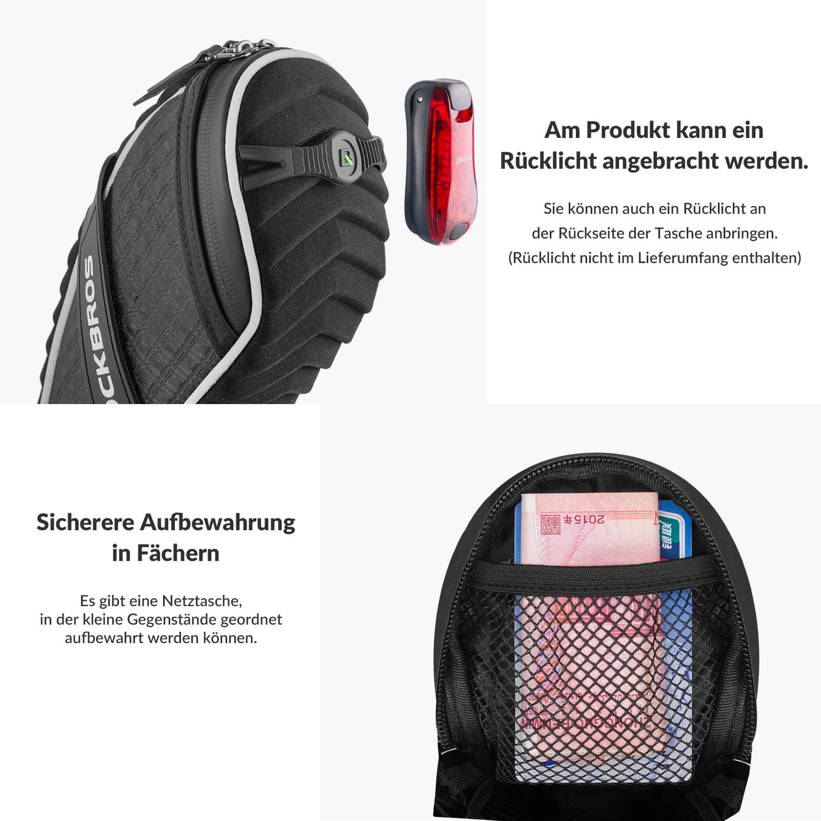 ROCKBROS Satteltaschen Fahrradsitz Taschen mit Rücklichthalter 1L - Fahrradtaschen ROCKBROS - EU - NooMii
