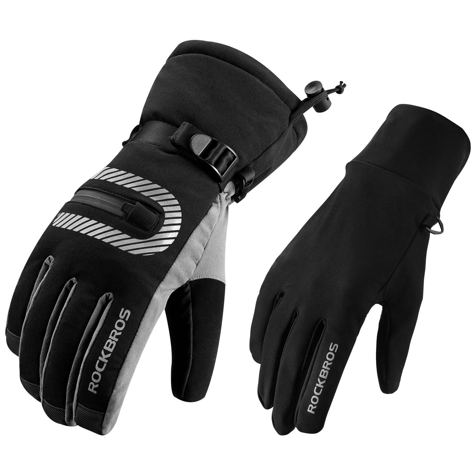 ROCKBROS Skihandschuhe 2 in 1 Winddicht Warme Handschuhe Schwarz M - 2XL - Fahrradhandschuhe ROCKBROS - EU - NooMii