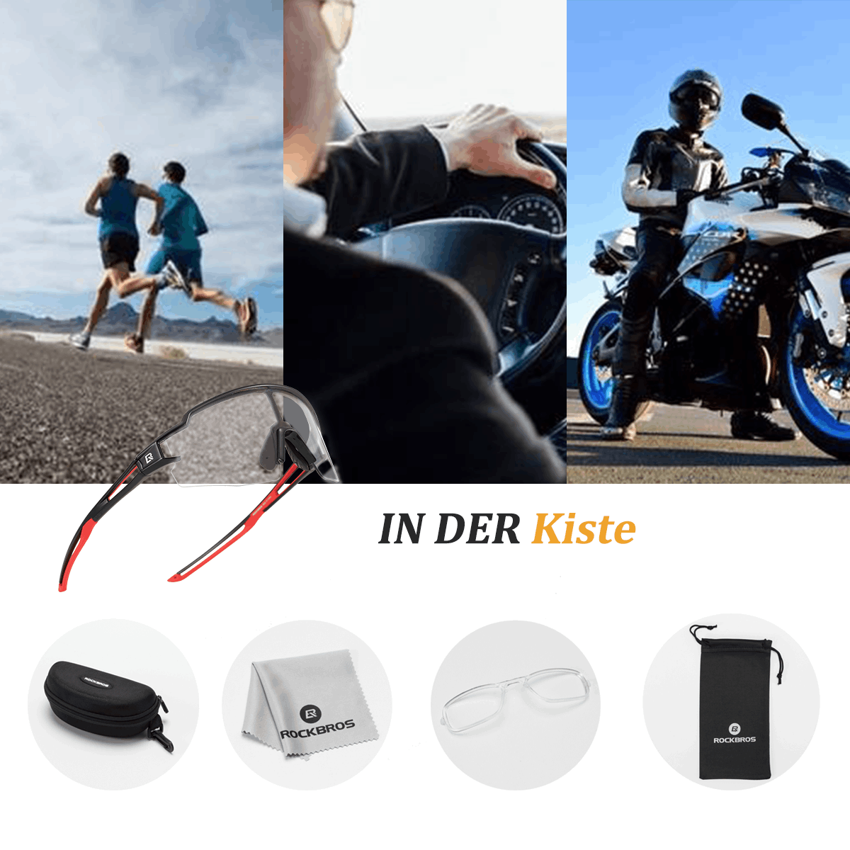 ROCKBROS Sonnenbrille für Männer & Frauen UV - Schutz Fahrradbrille - Fahrradbrille ROCKBROS - EU - NooMii