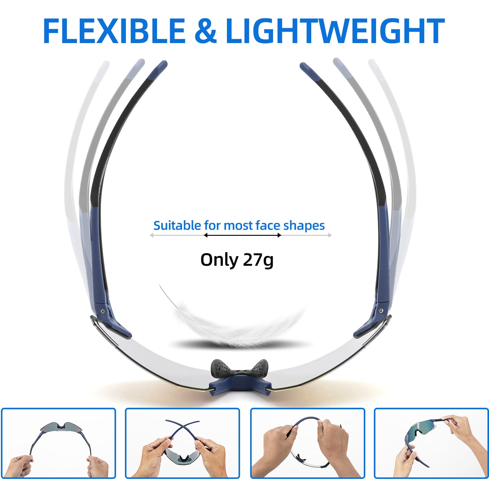 ROCKBROS Sonnenbrille UV400 Schutz Radsportbrille für Damen/ Herren - Fahrradbrille ROCKBROS - EU - NooMii