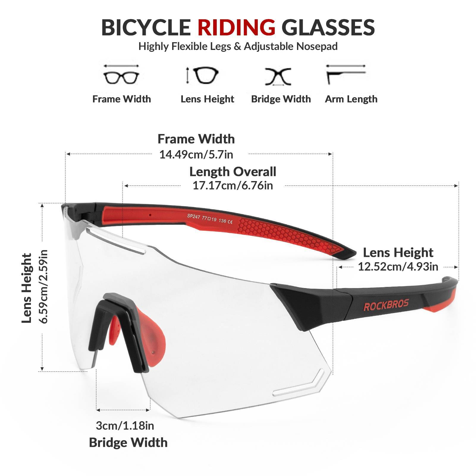 ROCKBROS Sonnenbrille UV400 Schutz Radsportbrille für Damen/ Herren - Fahrradbrille ROCKBROS - EU - NooMii