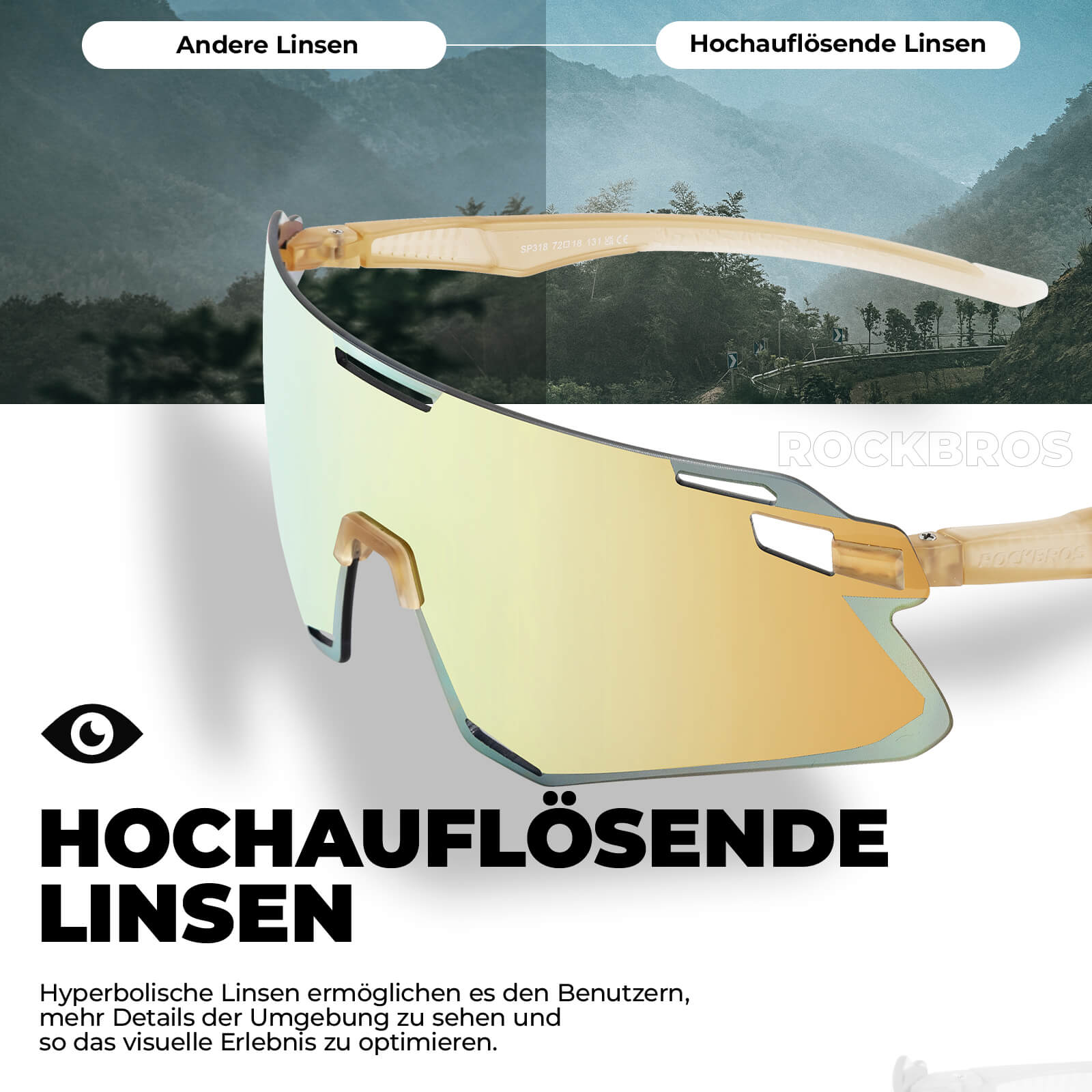 ROCKBROS Sonnenbrille Winddichte Fahrradbrille für Outdoor - Sportarten - Fahrradbrille ROCKBROS - EU - NooMii