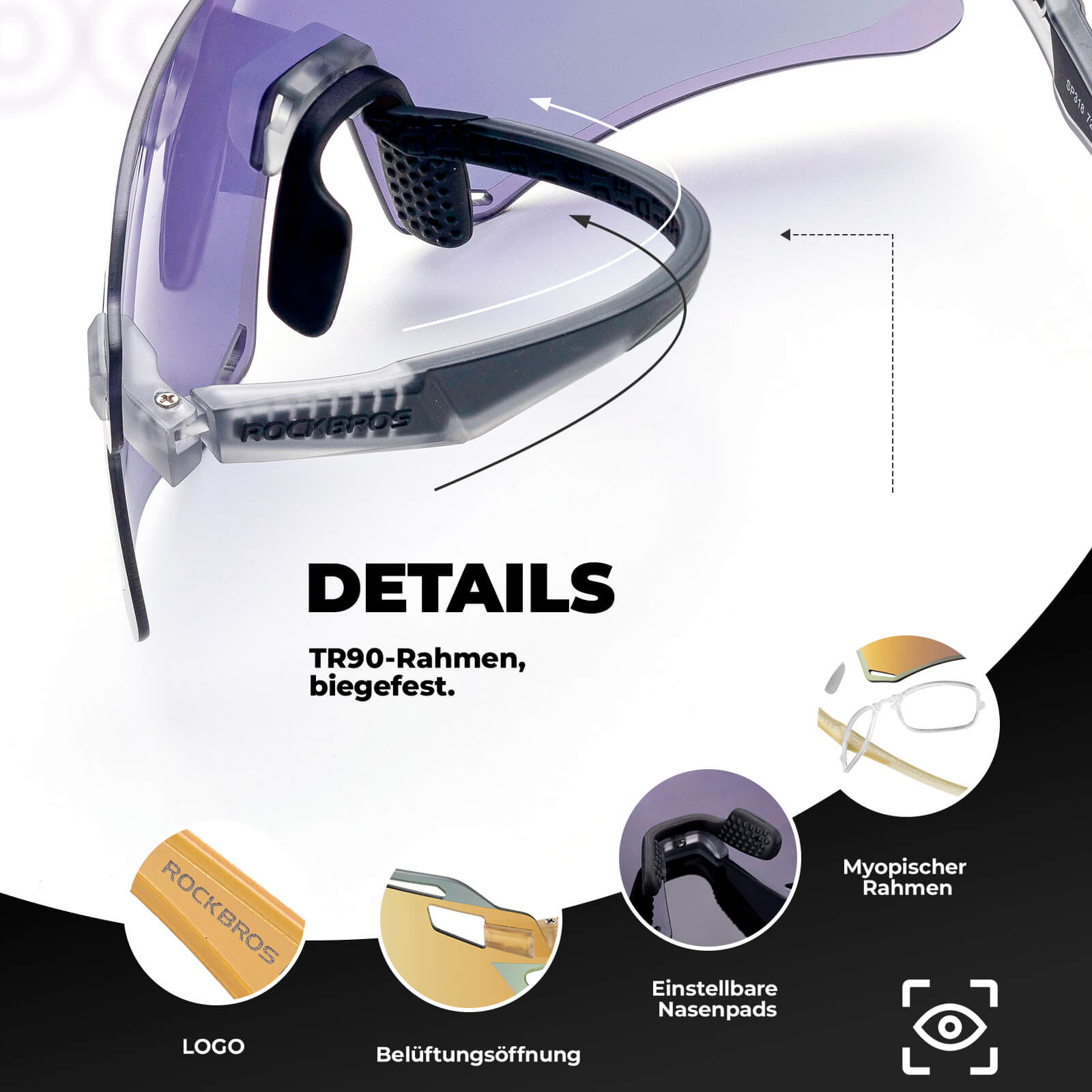 ROCKBROS Sonnenbrille Winddichte Fahrradbrille für Outdoor - Sportarten - Fahrradbrille ROCKBROS - EU - NooMii