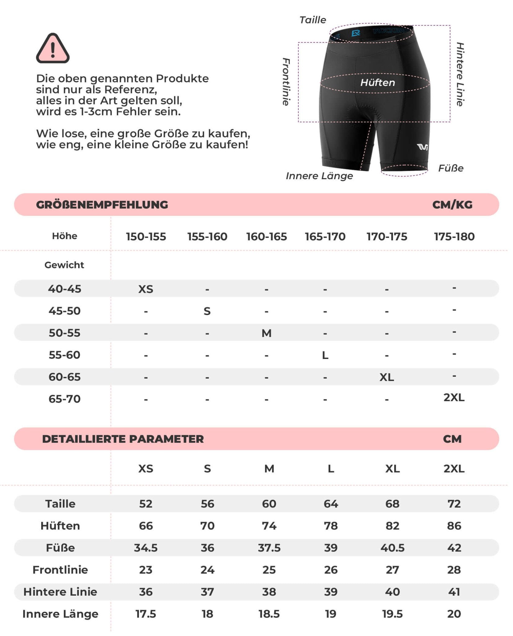 ROCKBROS TVI Damen Radlerhose Gepolstert Fahrradhose Schnell Trocknend - Fahrradhose ROCKBROS - EU - NooMii