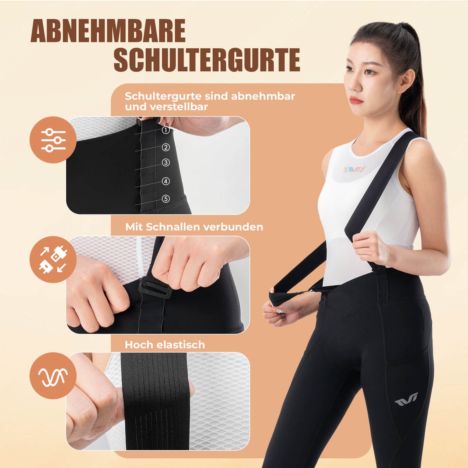 ROCKBROS TVI Lange Trägerhose Fahrradhose mit Sitzpolster Abnehmbare - Fahrradhose ROCKBROS - EU - NooMii